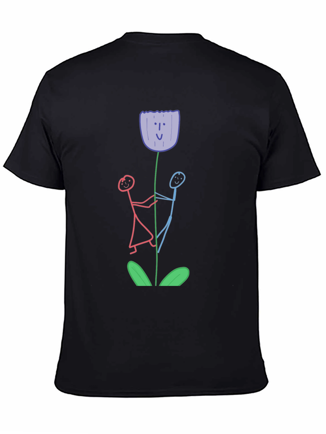 Whimsical Flower T-Shirt - Stick Figure Art