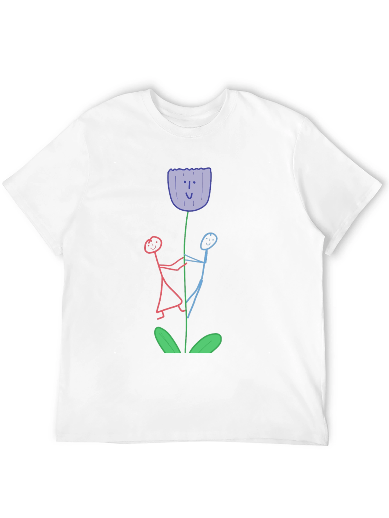 Whimsical Flower T-Shirt - Stick Figure Art