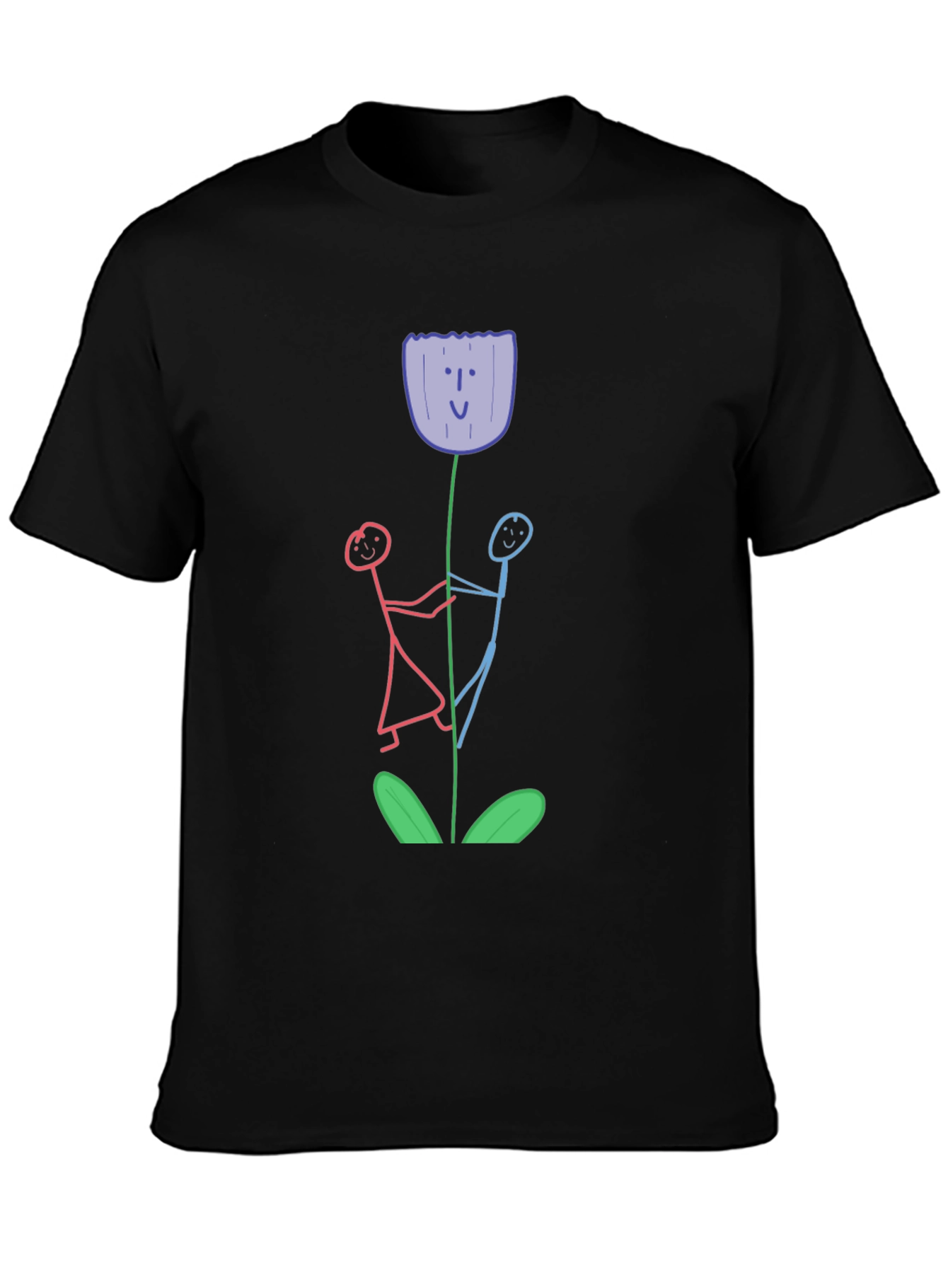 Whimsical Flower T-Shirt - Stick Figure Art