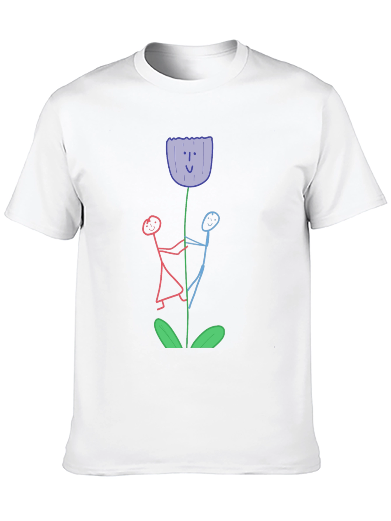 Whimsical Flower T-Shirt - Stick Figure Art