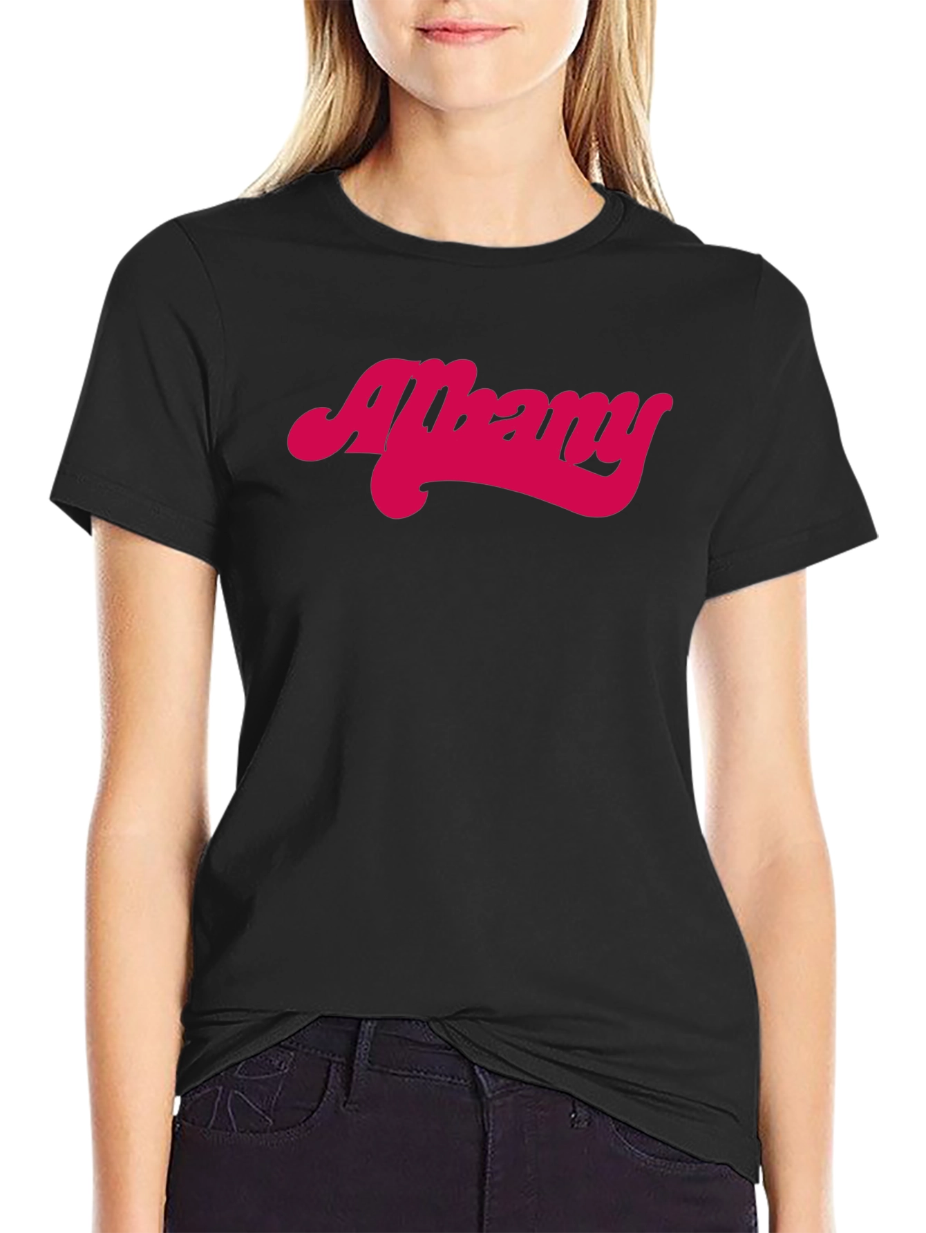 Albany Retro Style Graphic Tee - Black