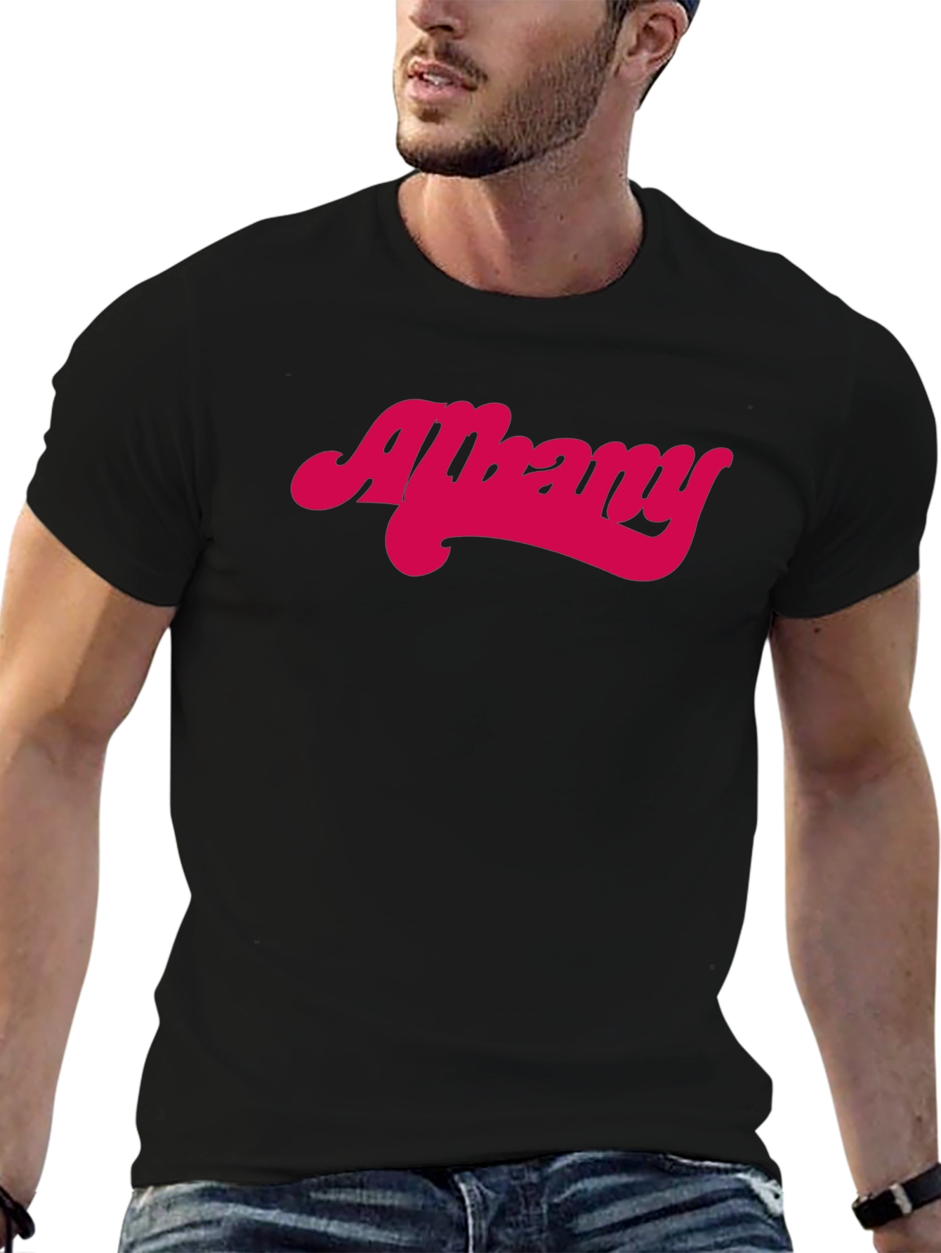 Albany Retro Style Graphic Tee - Black