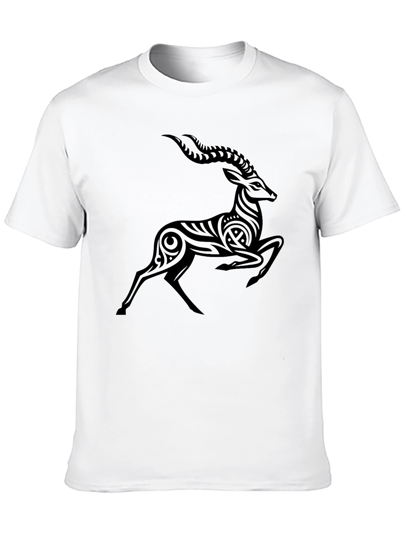 Tribal Antelope Graphic Black T-Shirt