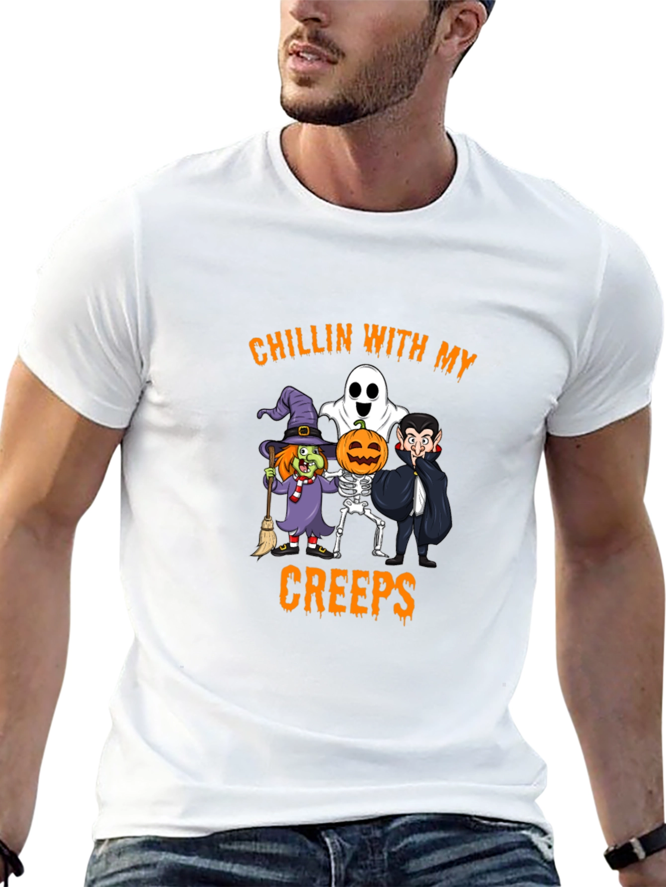 Halloween Chillin With My Creeps Graphic Tee