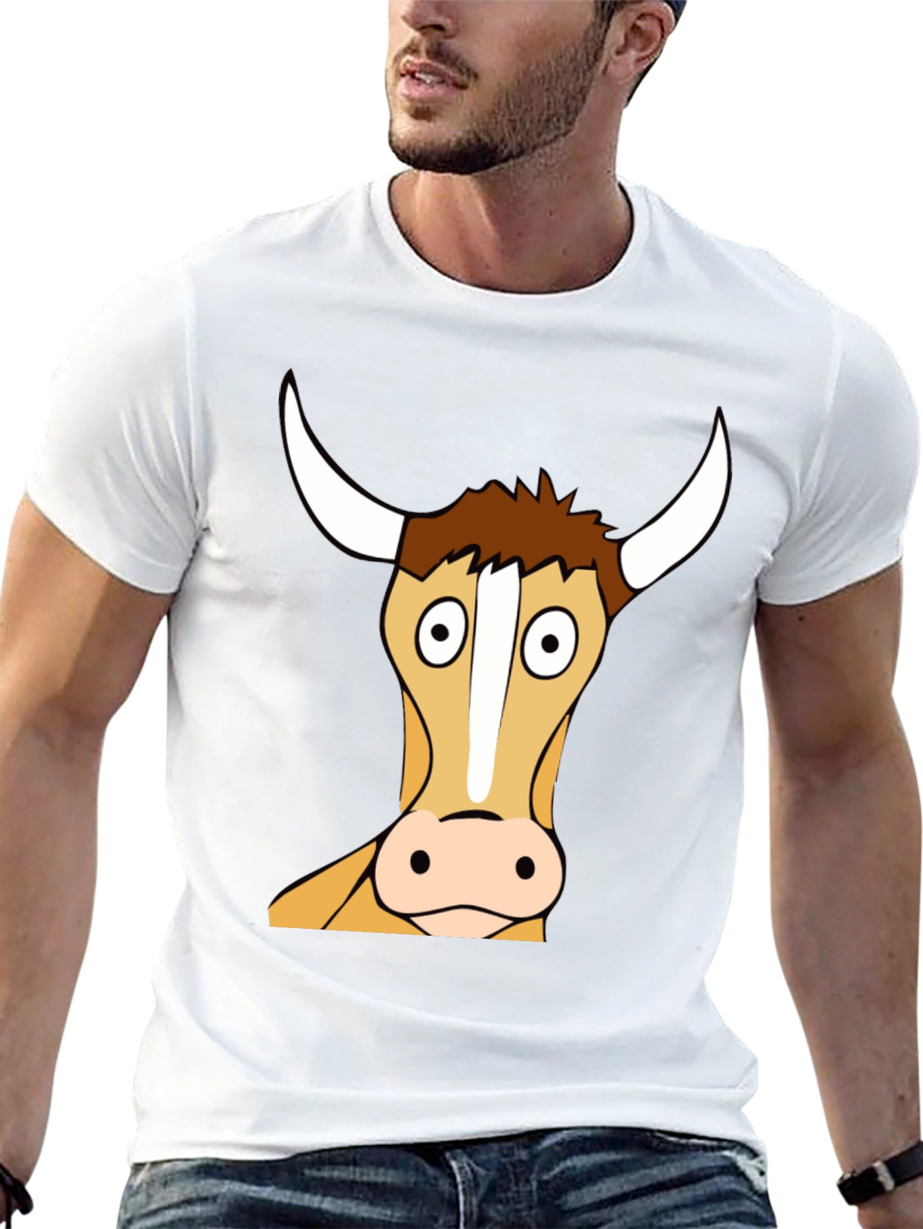 Funny Bull Cartoon T-Shirt - Black
