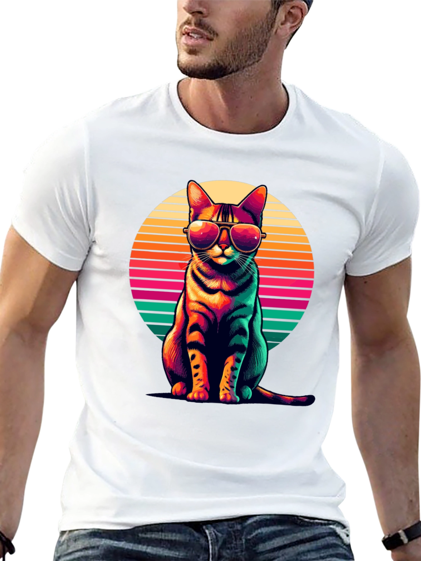 Cool Cat Retro Sunset T-Shirt