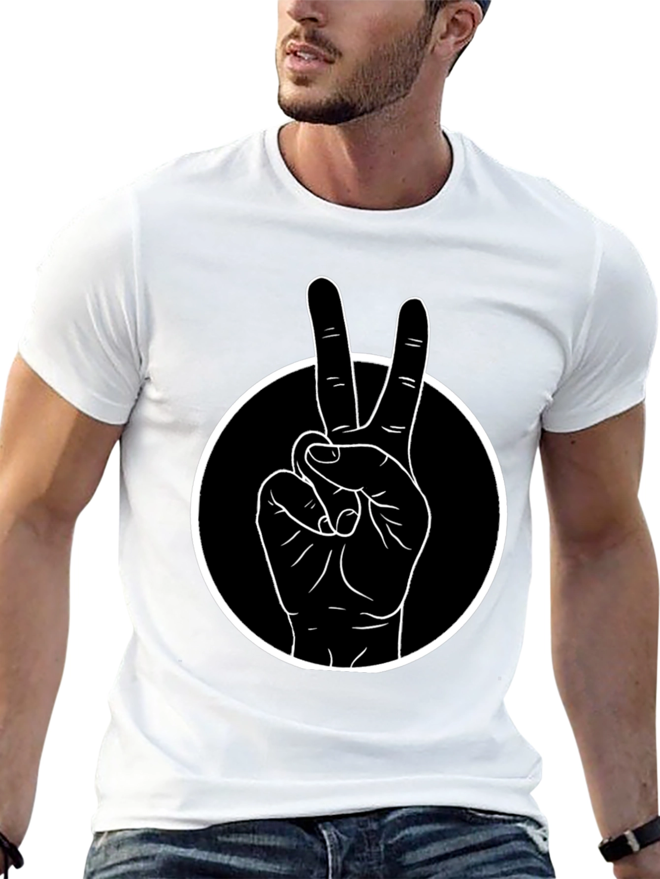 Peace Sign T-Shirt - Black Cotton Tee