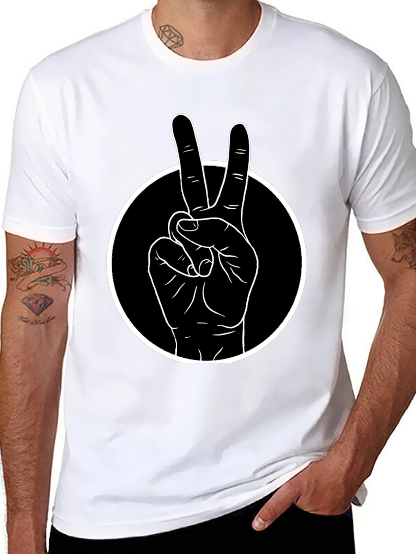Peace Sign T-Shirt - Black Cotton Tee