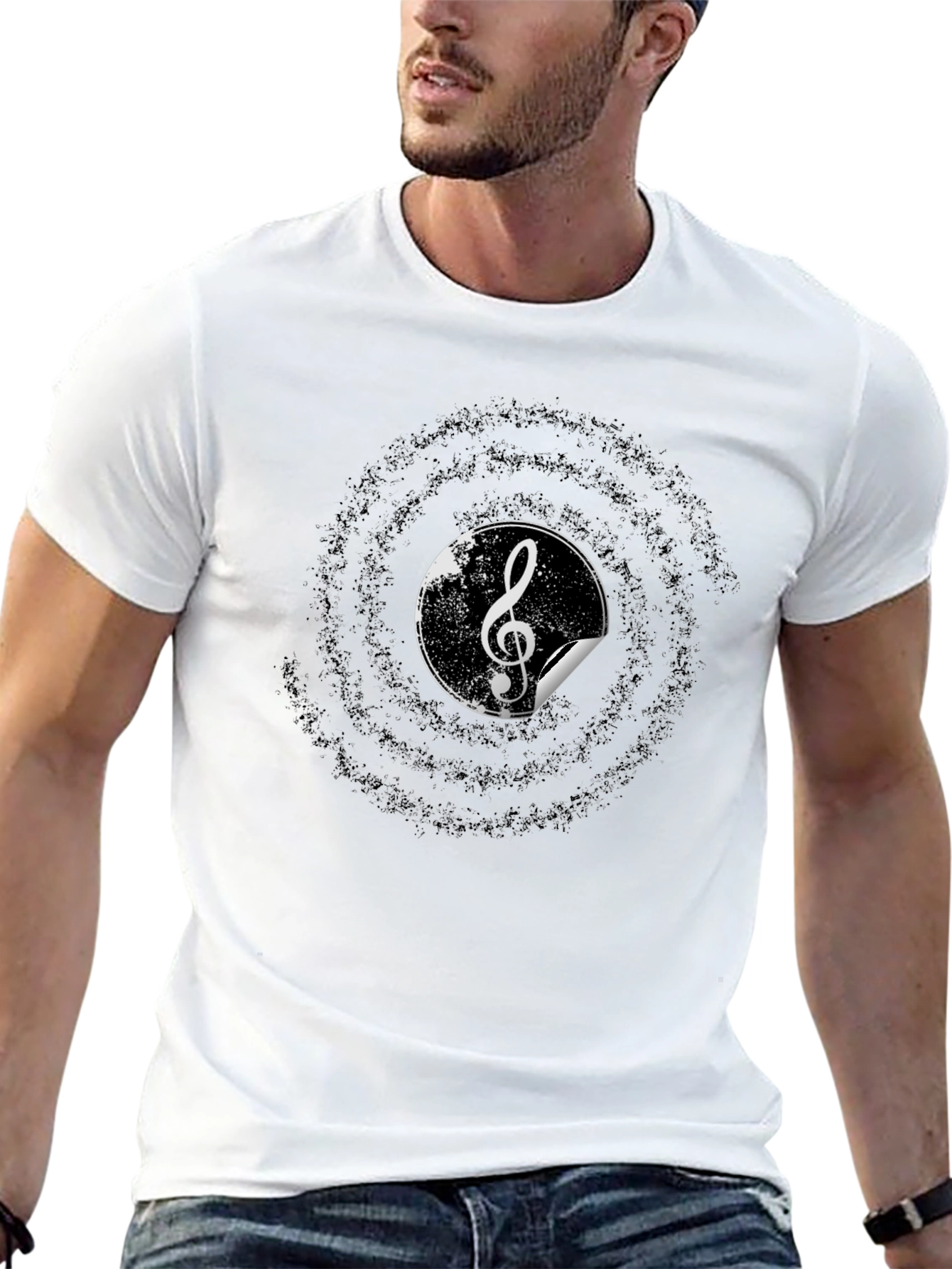 Music Treble Clef Graphic Tee - Black Cotton T-Shirt