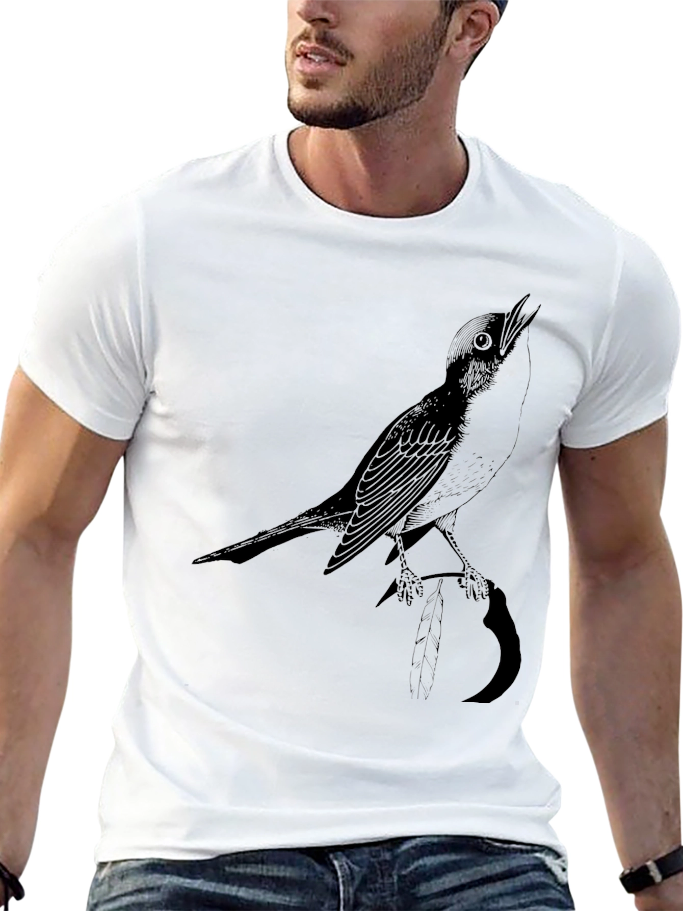 Bird Graphic Black Tee - Stylish Mens Casual Wear