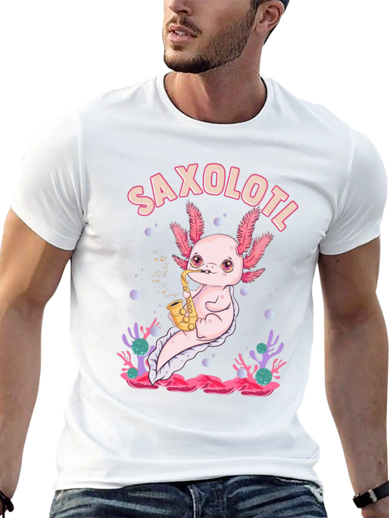 Saxolotl T-Shirt - Axolotl Saxophone Musician Tee