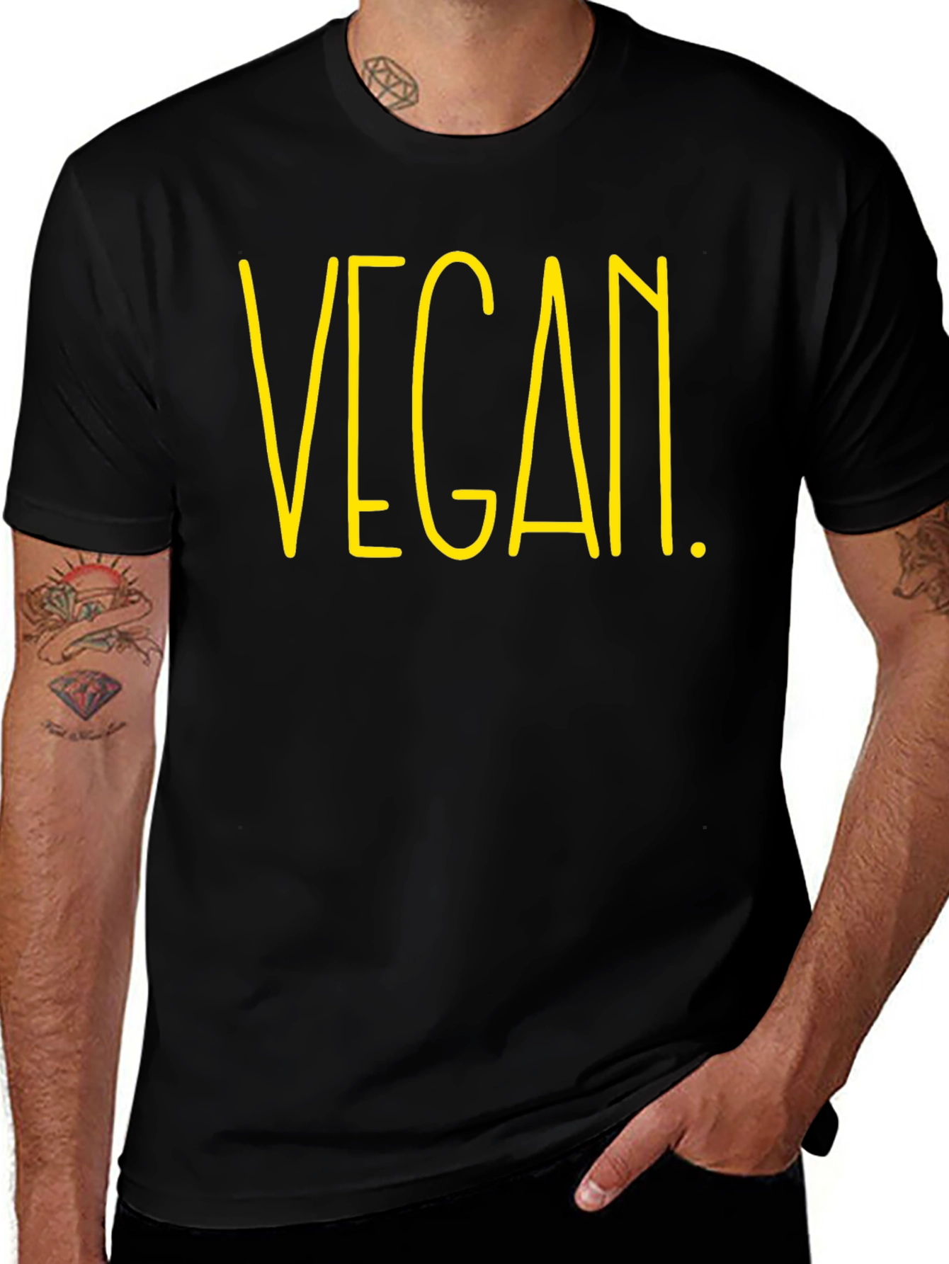 Vegan Graphic Tee - Black Cotton T-Shirt