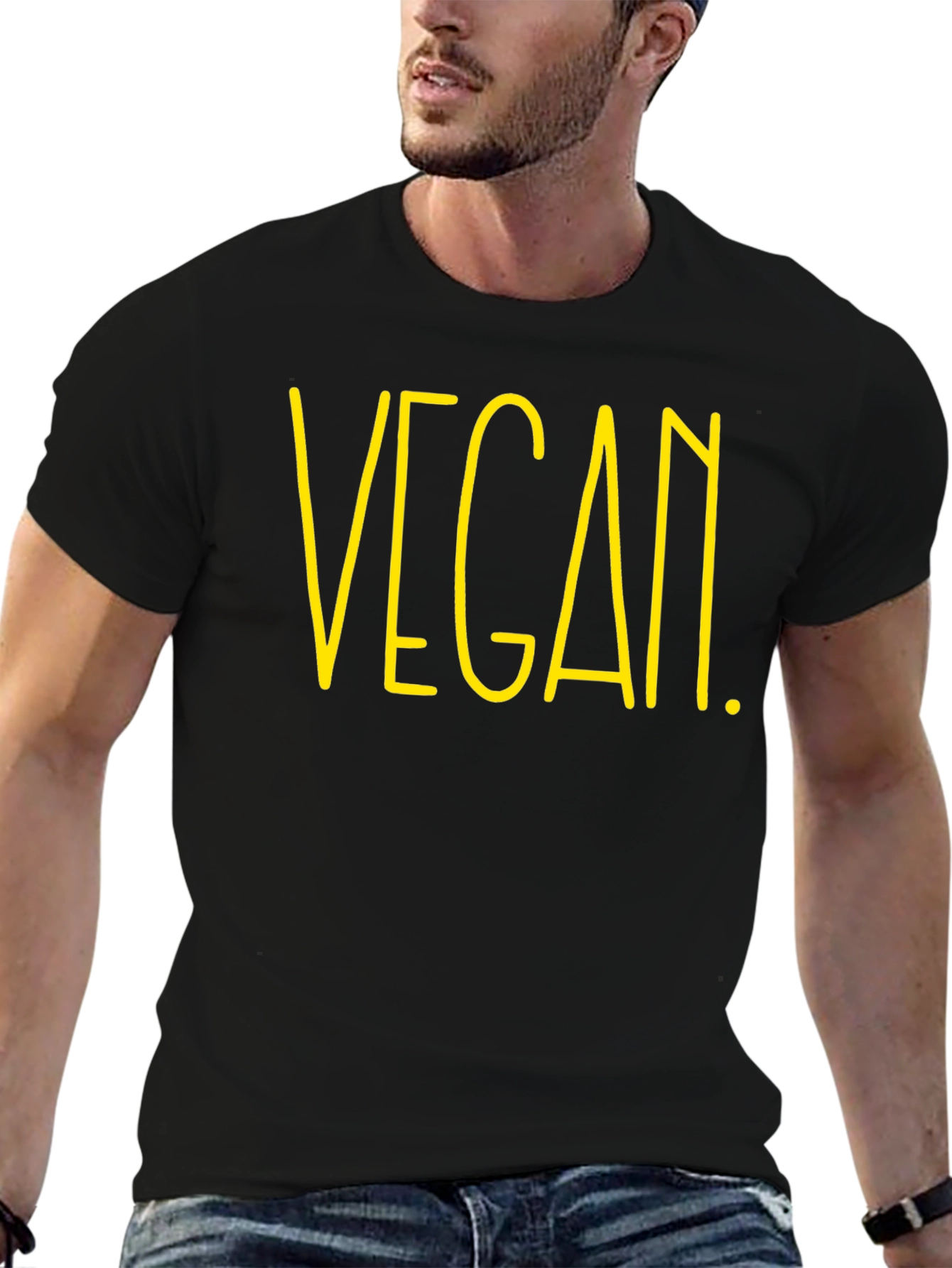Vegan Graphic Tee - Black Cotton T-Shirt