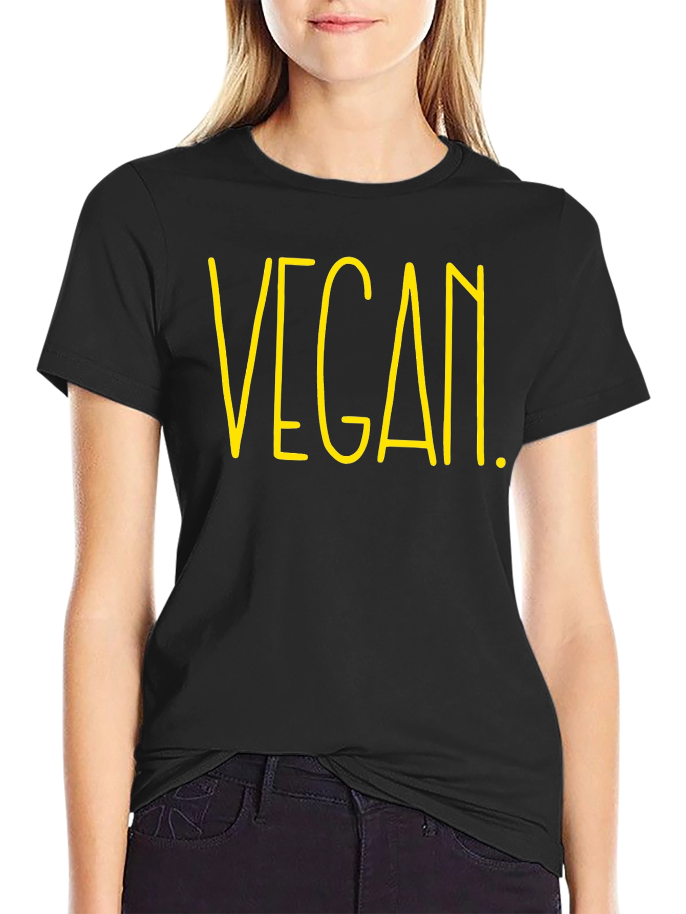 Vegan Graphic Tee - Black Cotton T-Shirt