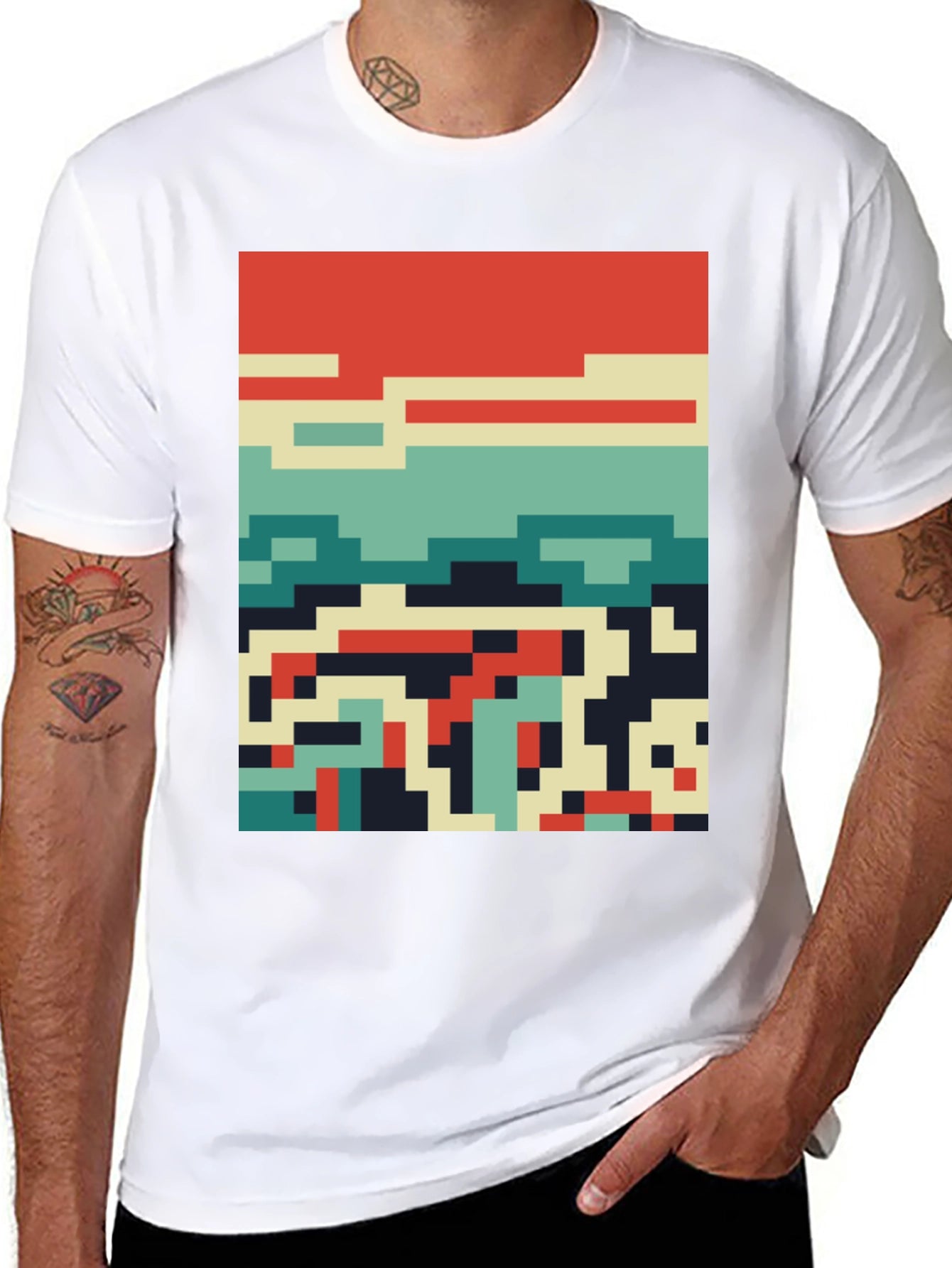 Retro Pixel Art Tee - Cool Graphic Design Shirt