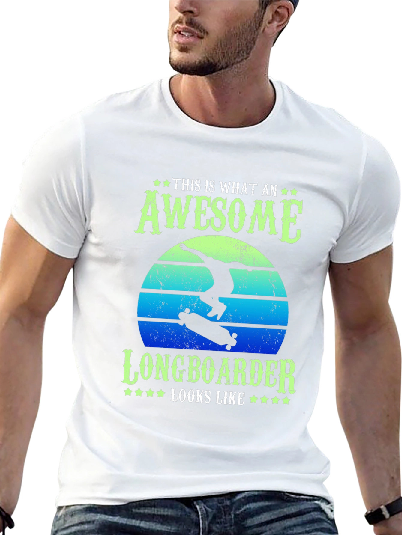 Awesome Longboarder T-Shirt - Unique Graphic Tee