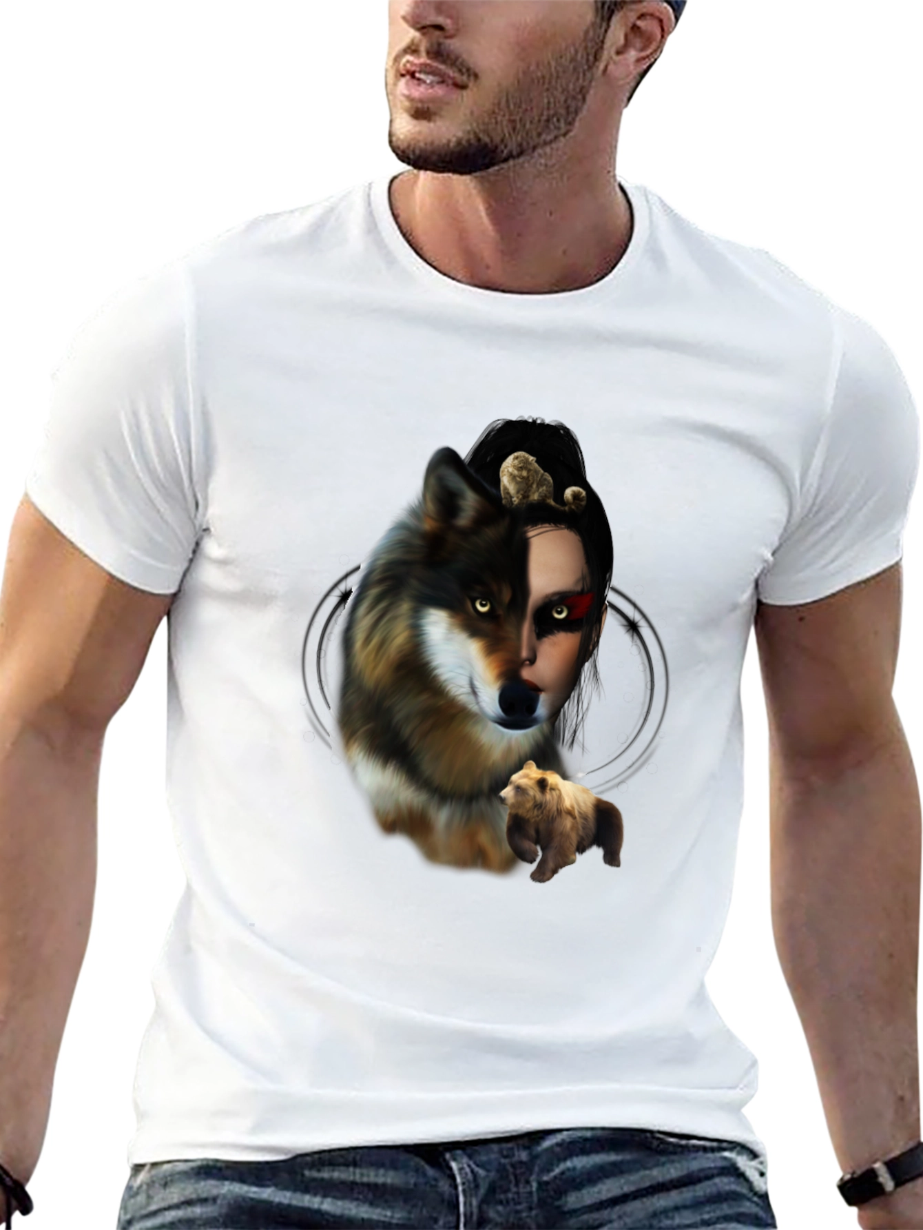 Wolf & Bear T-Shirt - Nature Inspired Graphic Tee