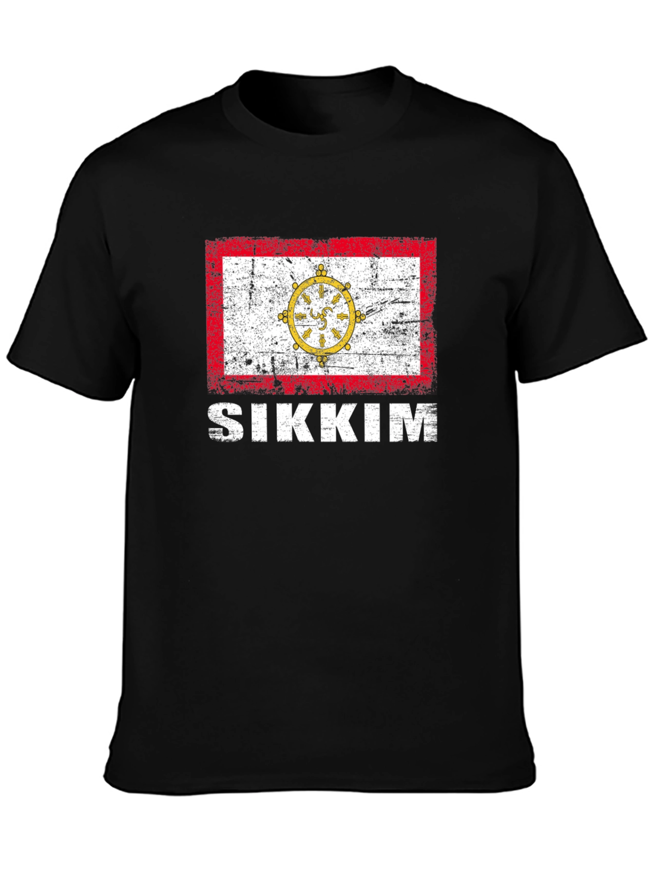 Sikkim Flag T-Shirt - Distressed Graphic Tee