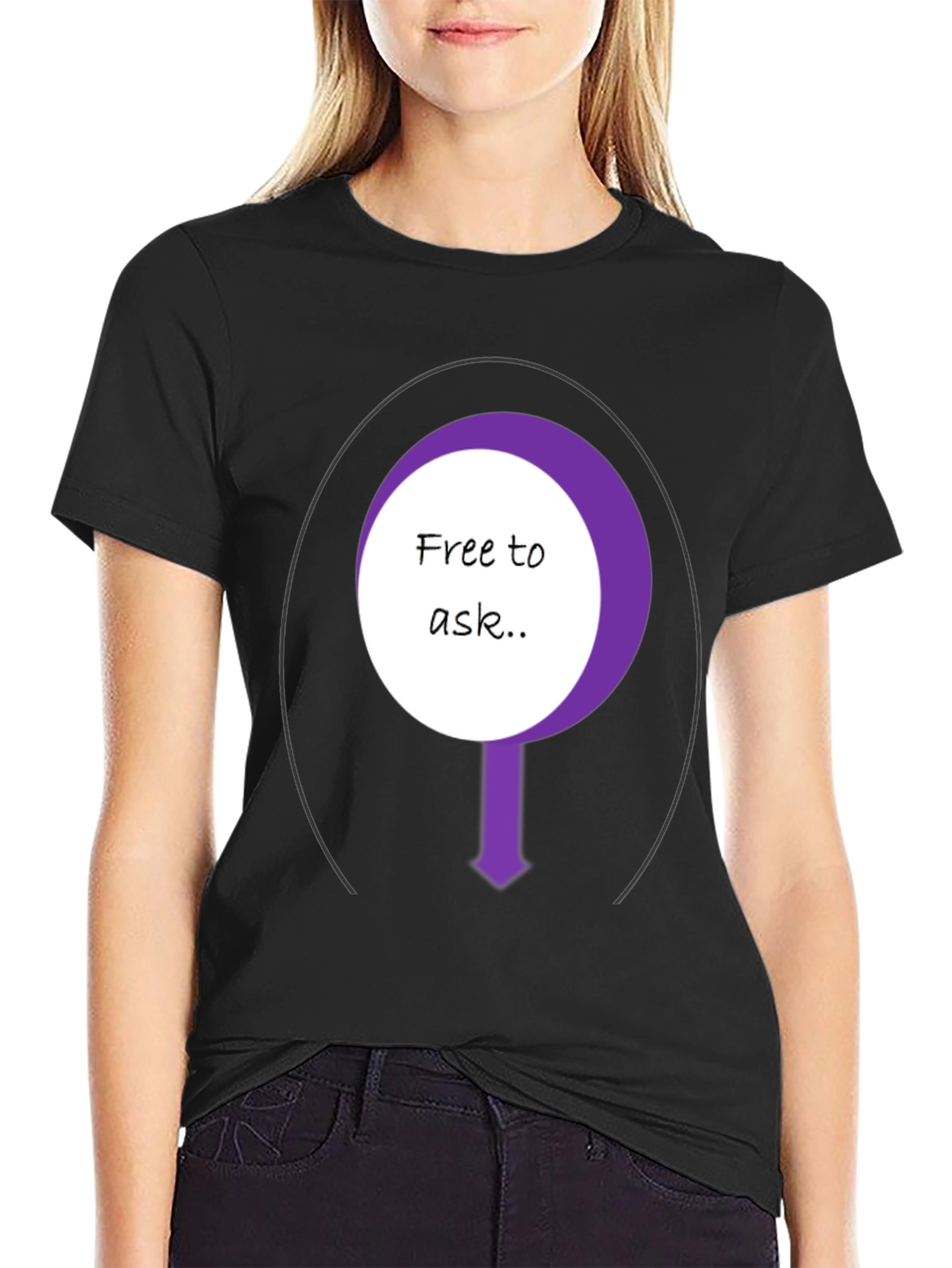 Free To Ask Graphic T-Shirt - Black