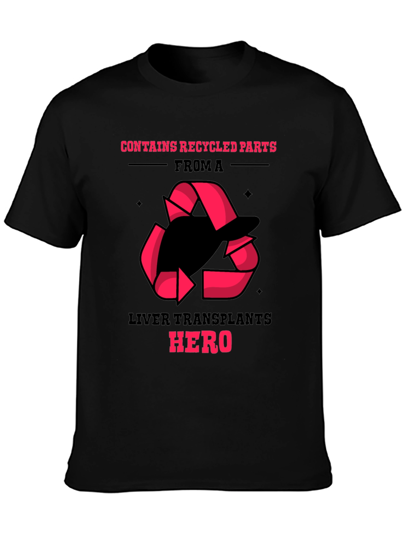 Liver Transplant Hero Recycled Parts Black T-Shirt