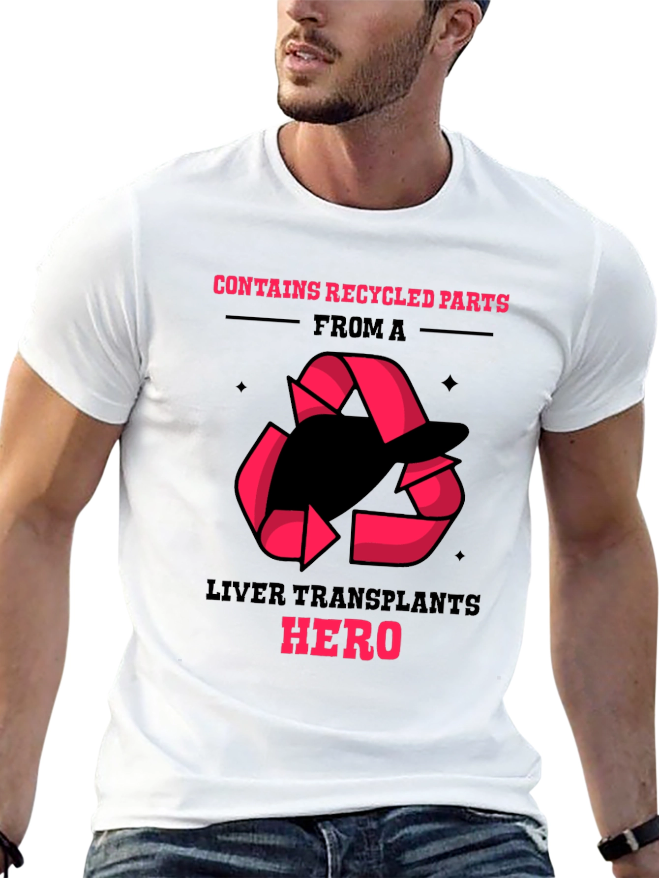Liver Transplant Hero Recycled Parts Black T-Shirt