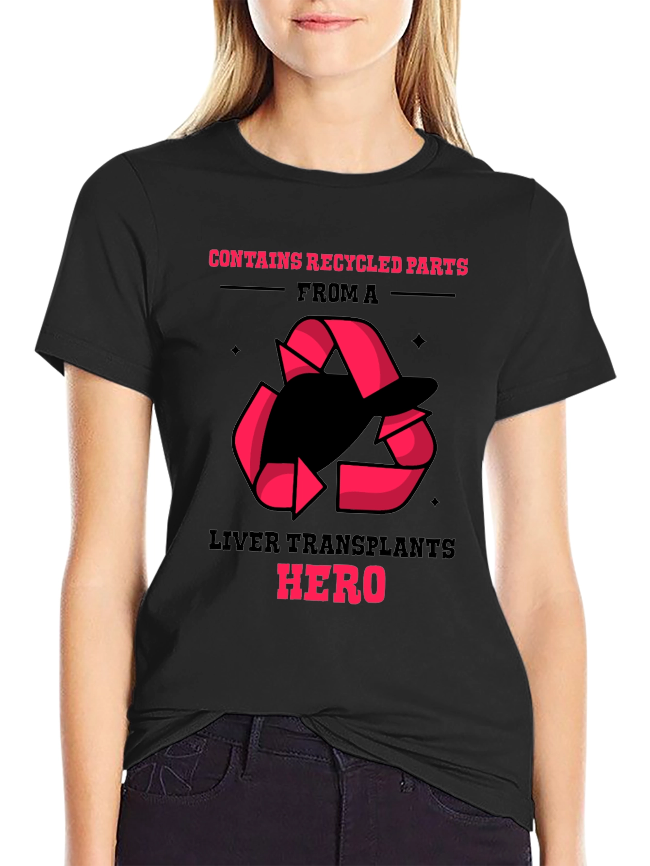 Liver Transplant Hero Recycled Parts Black T-Shirt