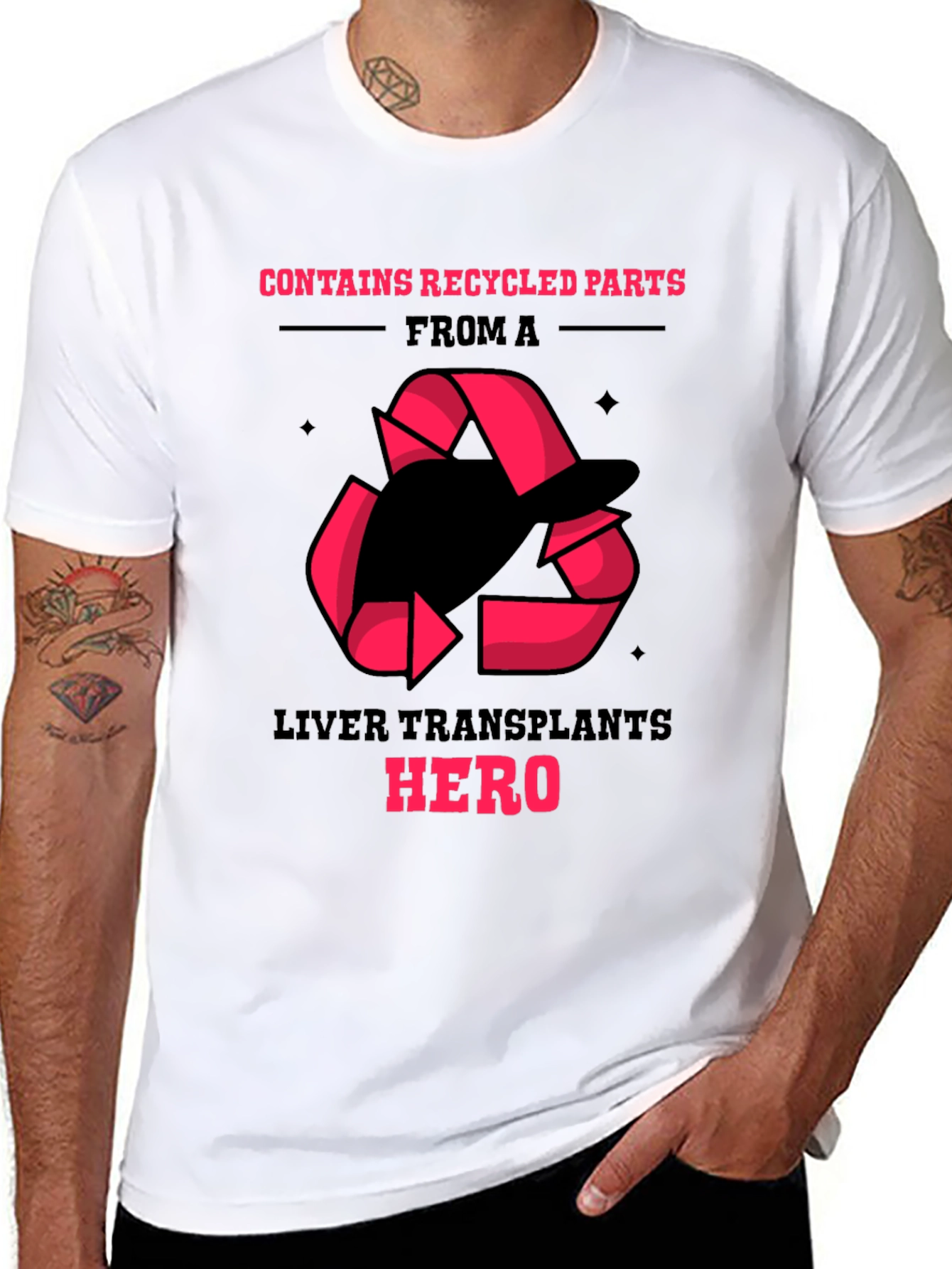 Liver Transplant Hero Recycled Parts Black T-Shirt