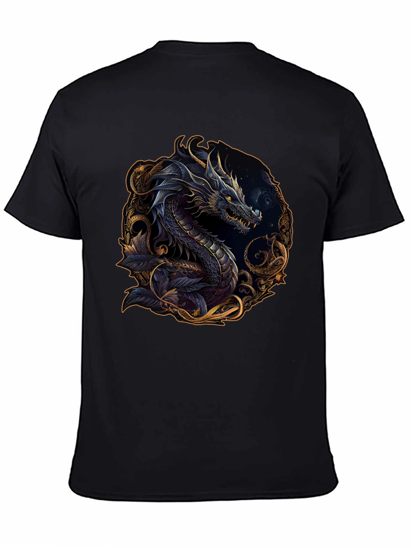 Dragon Graphic Print Black T-Shirt