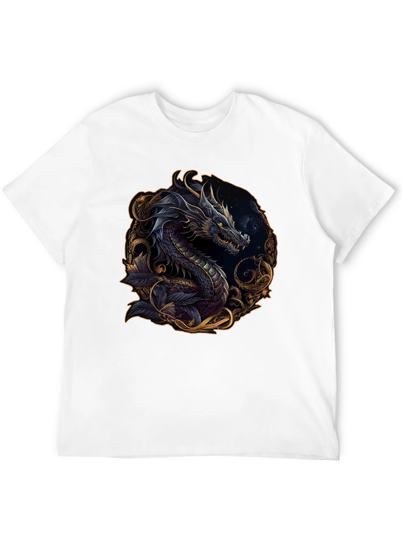 Dragon Graphic Print Black T-Shirt