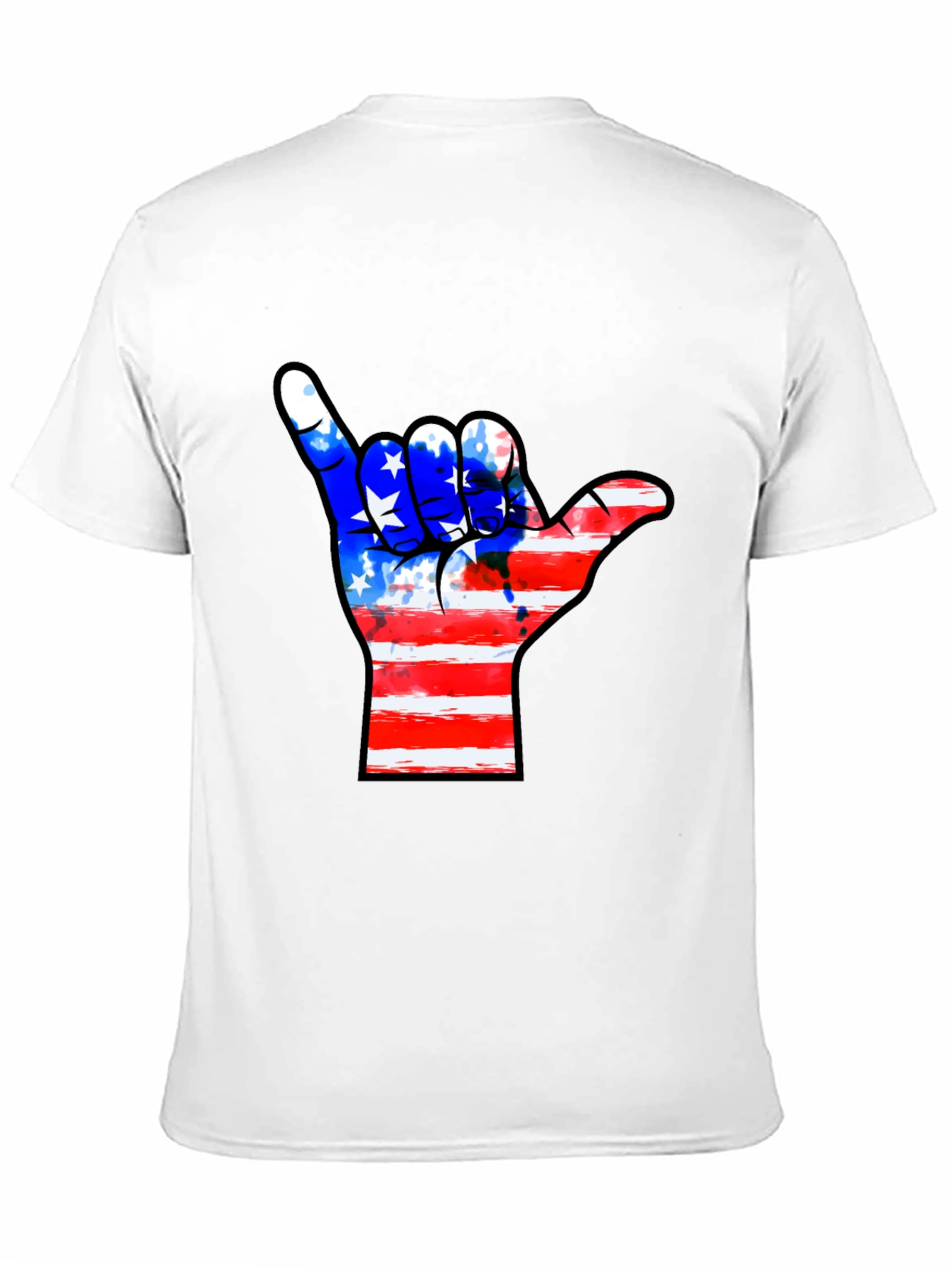 American Flag Shaka Hand Black T-Shirt