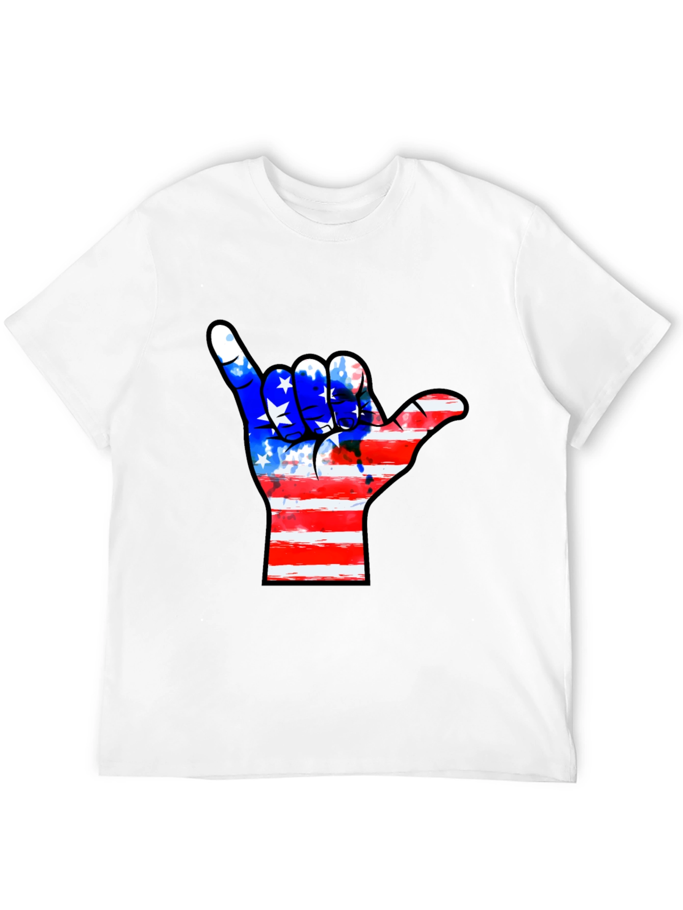 American Flag Shaka Hand Black T-Shirt