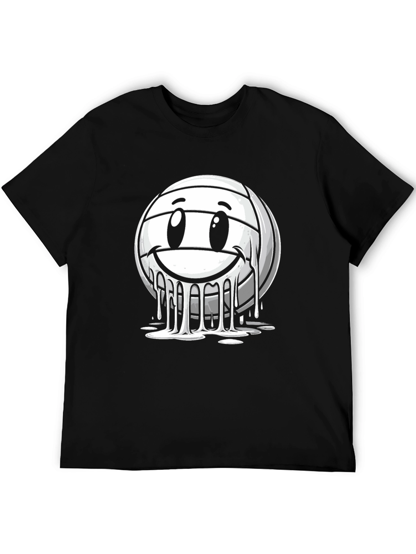 Smiley Volleyball Graphic T-Shirt - Black