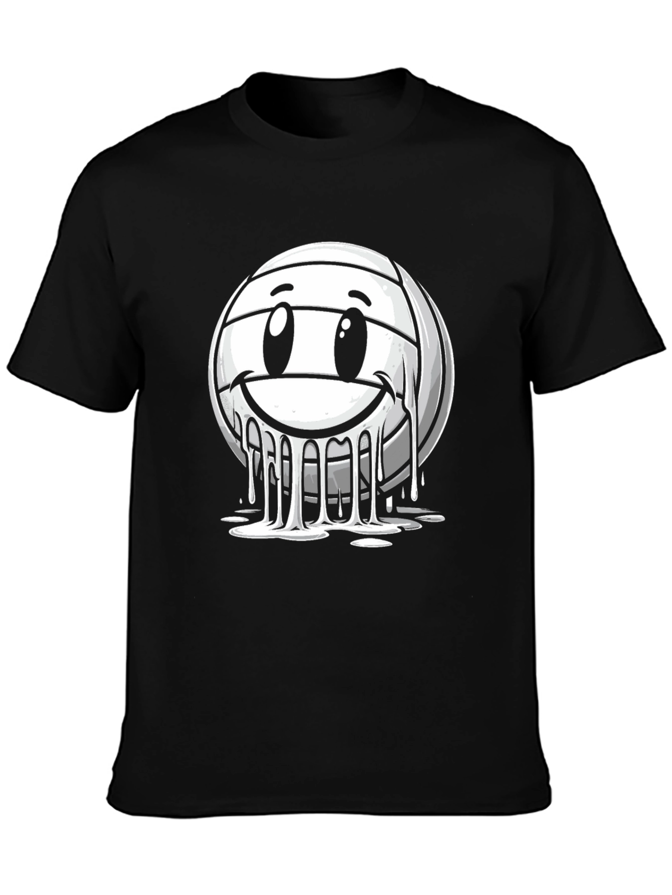 Smiley Volleyball Graphic T-Shirt - Black