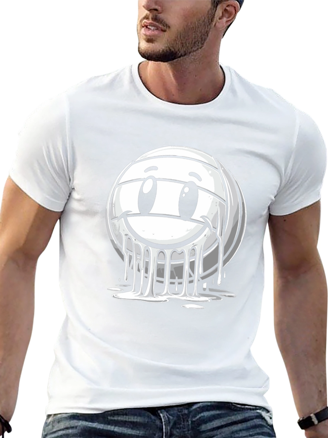 Smiley Volleyball Graphic T-Shirt - Black