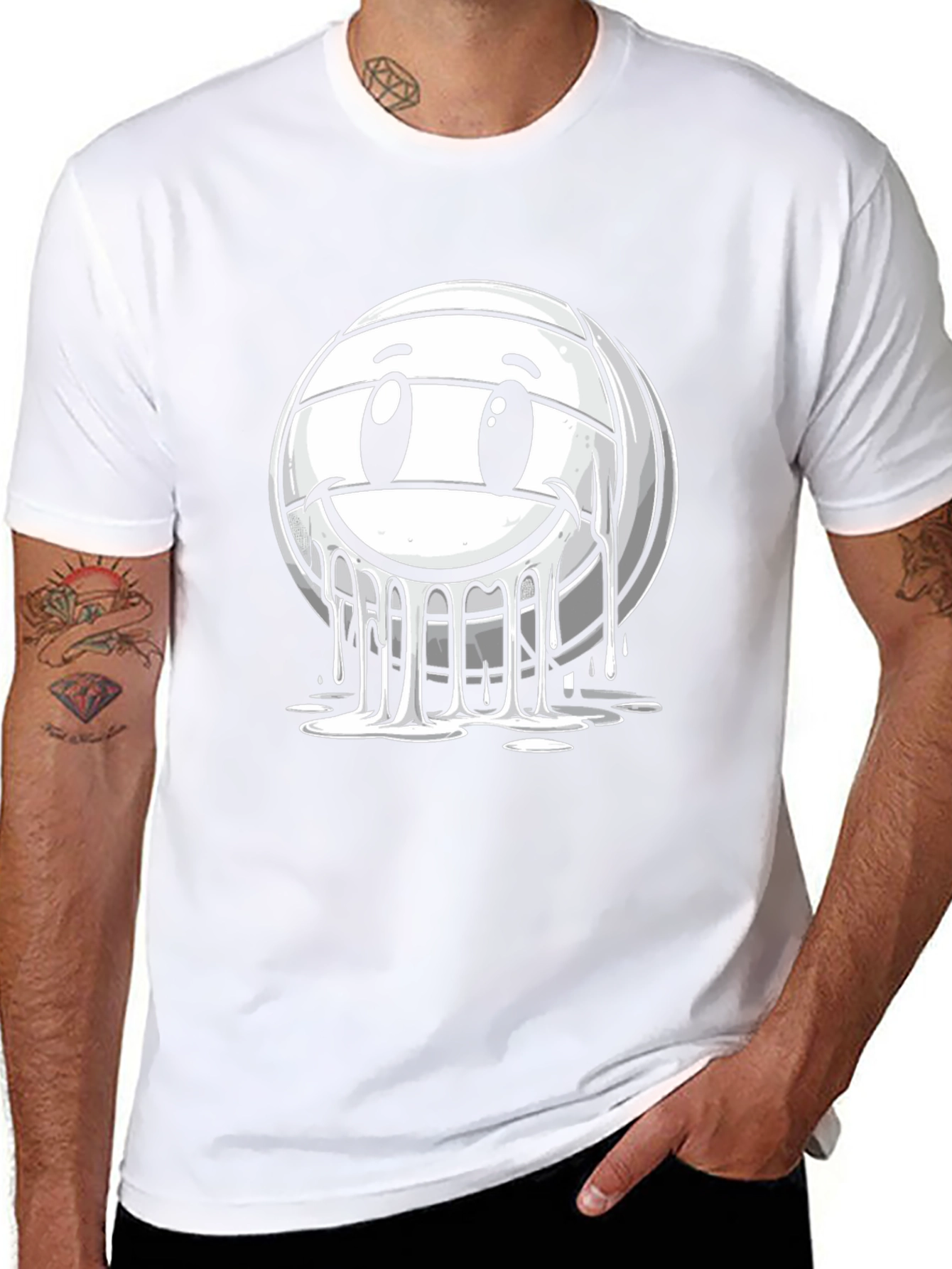 Smiley Volleyball Graphic T-Shirt - Black