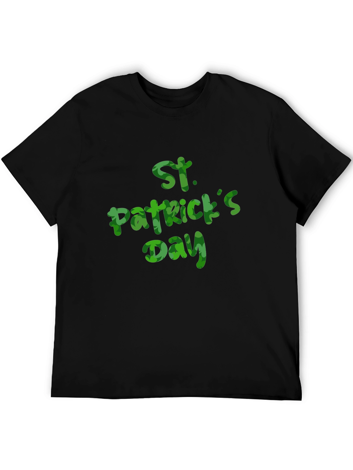 St. Patricks Day Clover Print Black T-Shirt