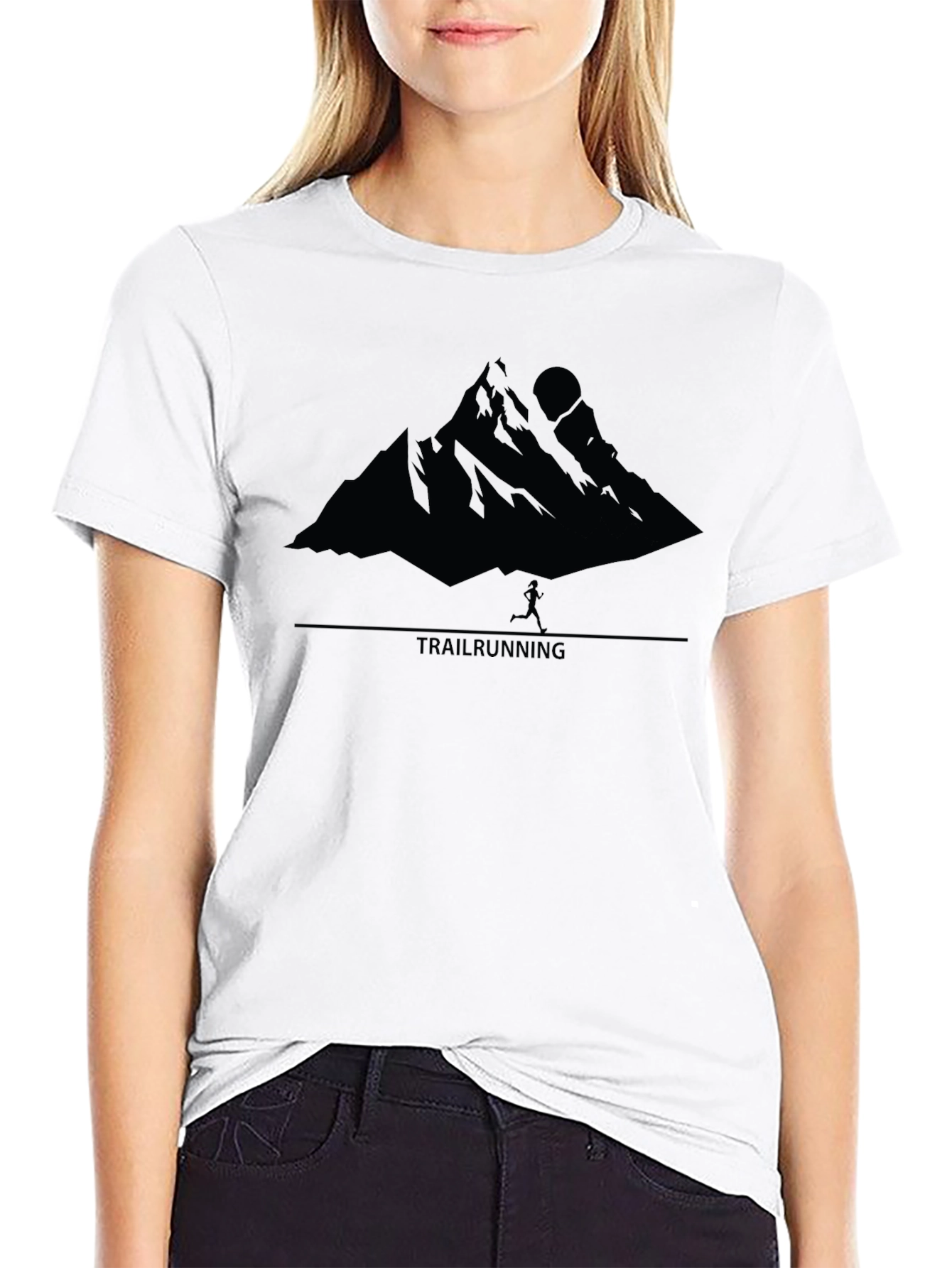 Trail Running Mountain Graphic Tee - Black