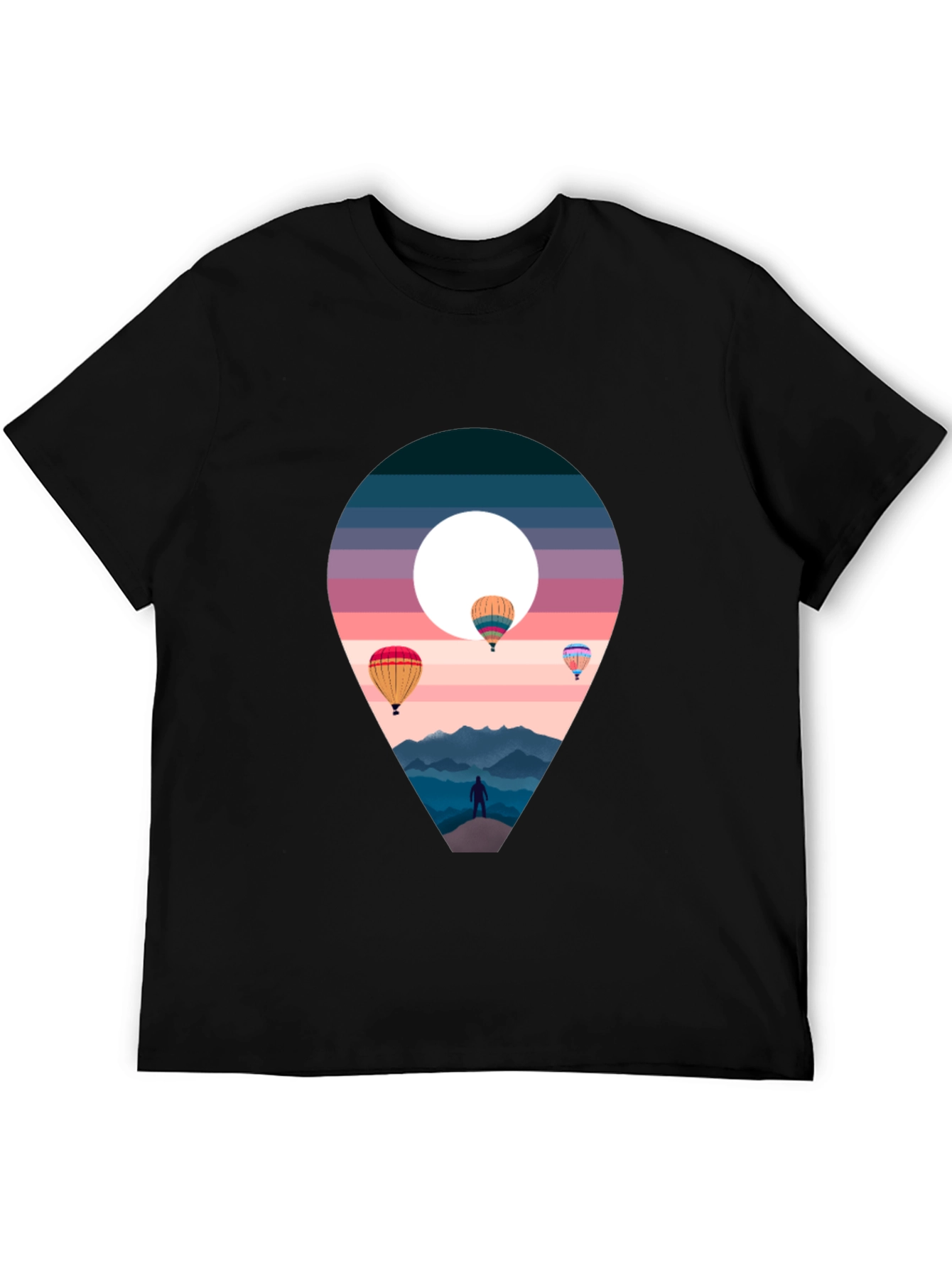 Adventure Awaits Black T-Shirt - Hot Air Balloons