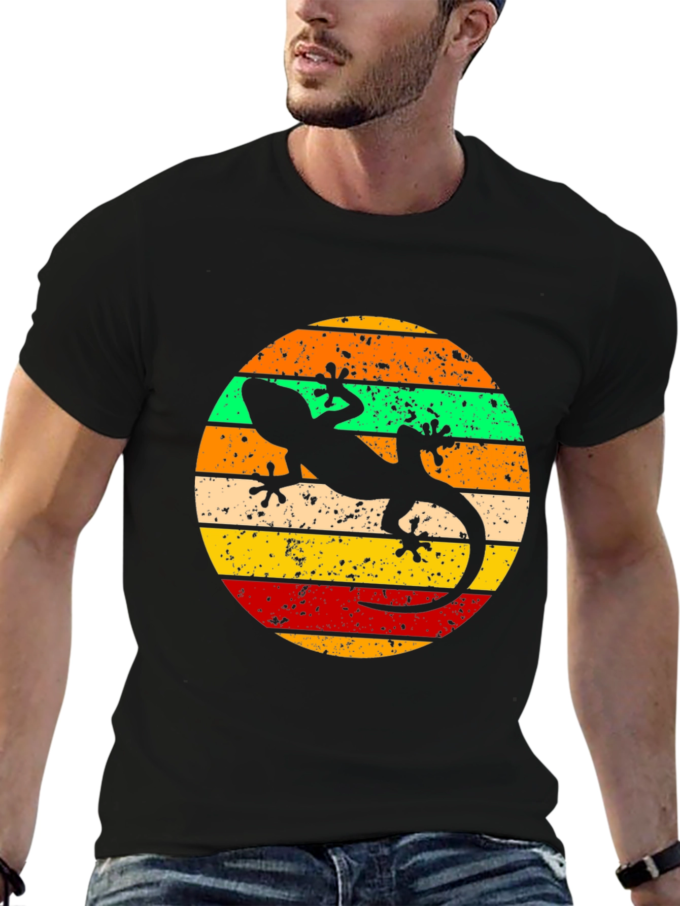Retro Gecko Graphic T-Shirt - Cool Lizard Tee