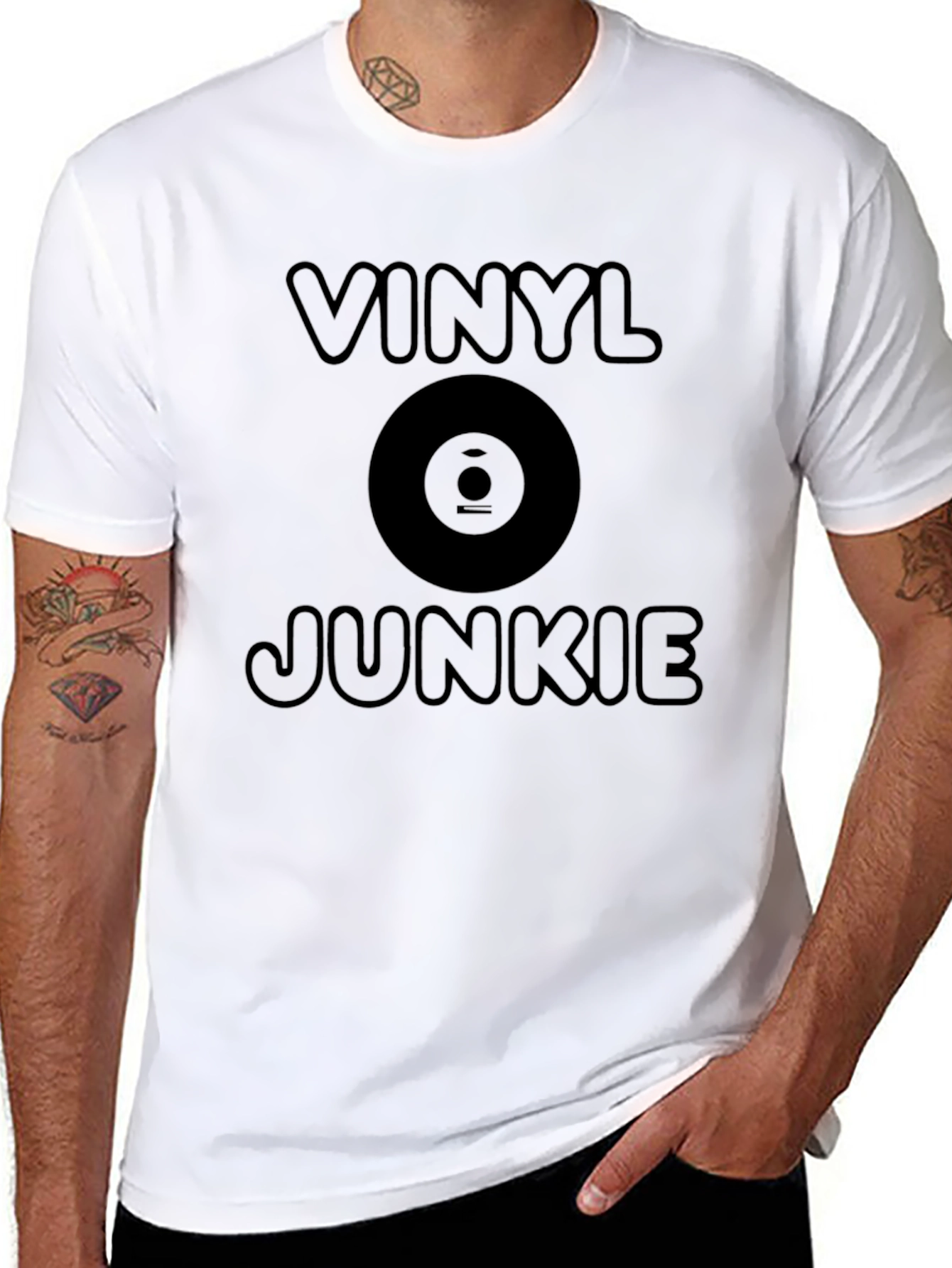 Vinyl Junkie T-Shirt - Black Graphic Tee
