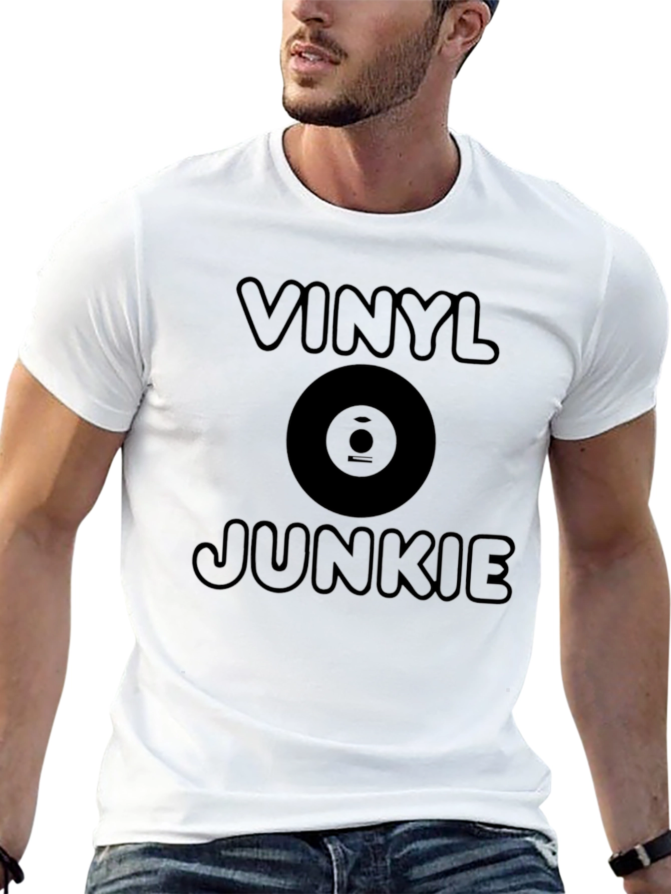 Vinyl Junkie T-Shirt - Black Graphic Tee
