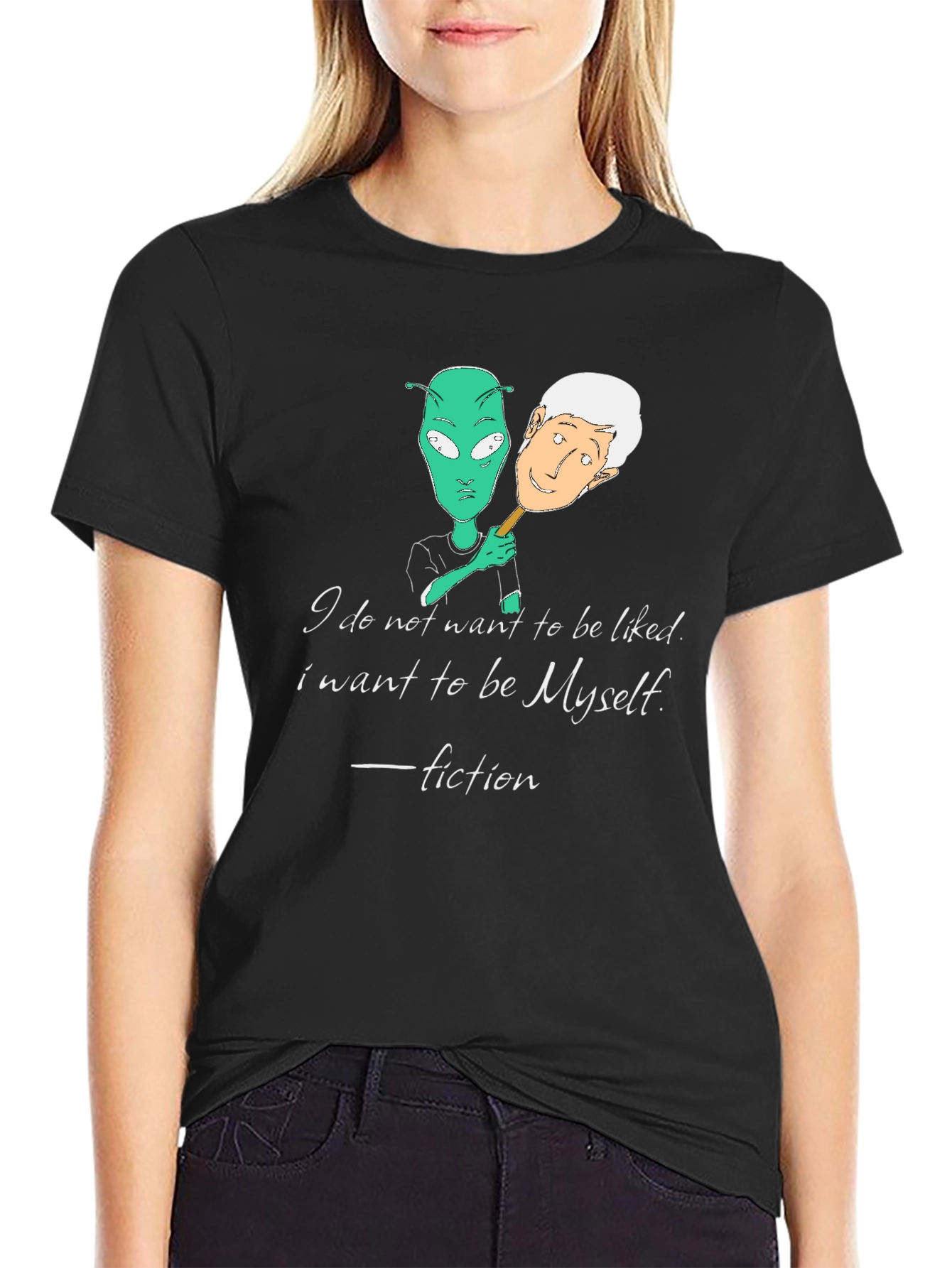 Alien Identity Black T-Shirt - Be Yourself Fiction Quote