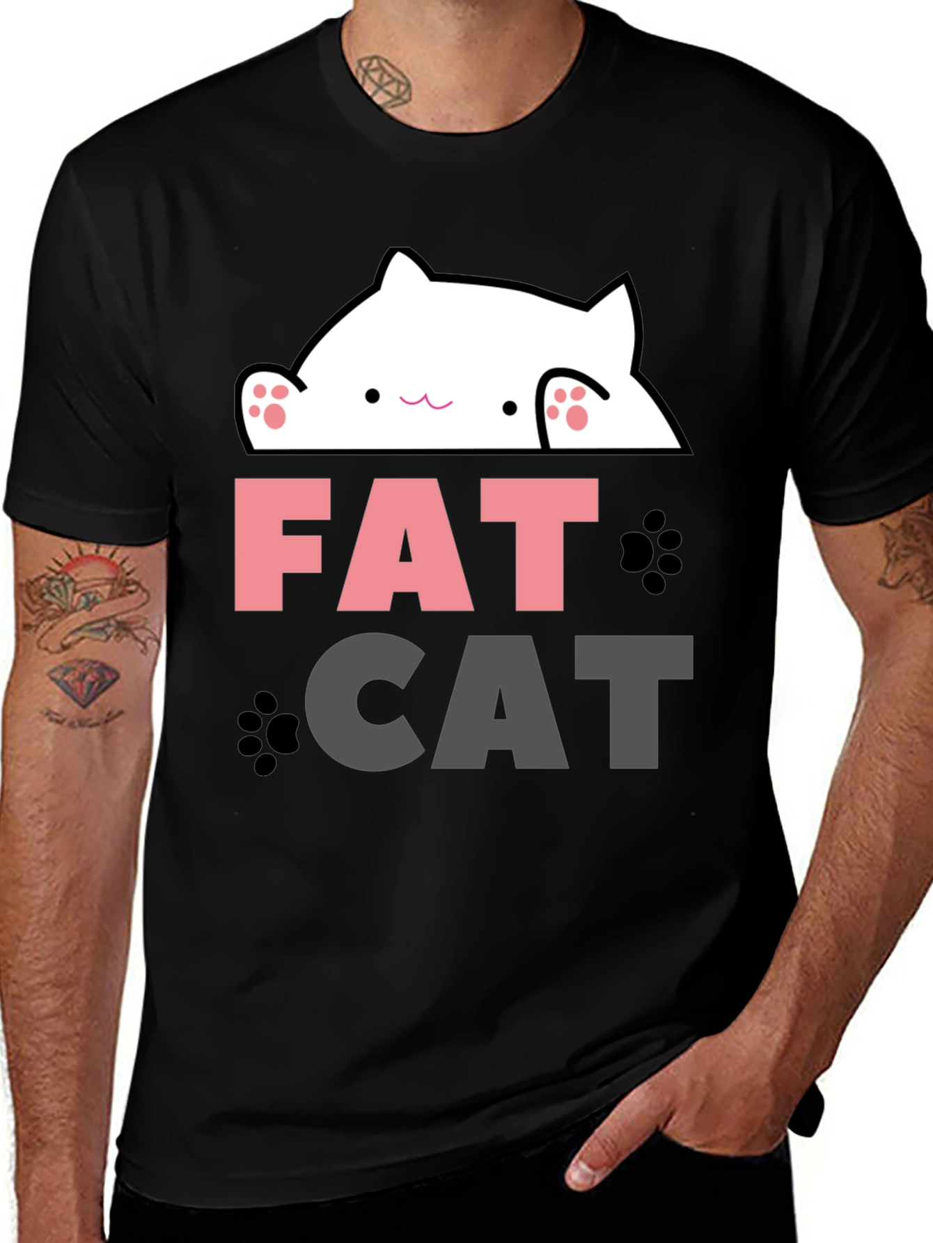 Funny Fat Cat Graphic T-Shirt - Cute Kitten Design