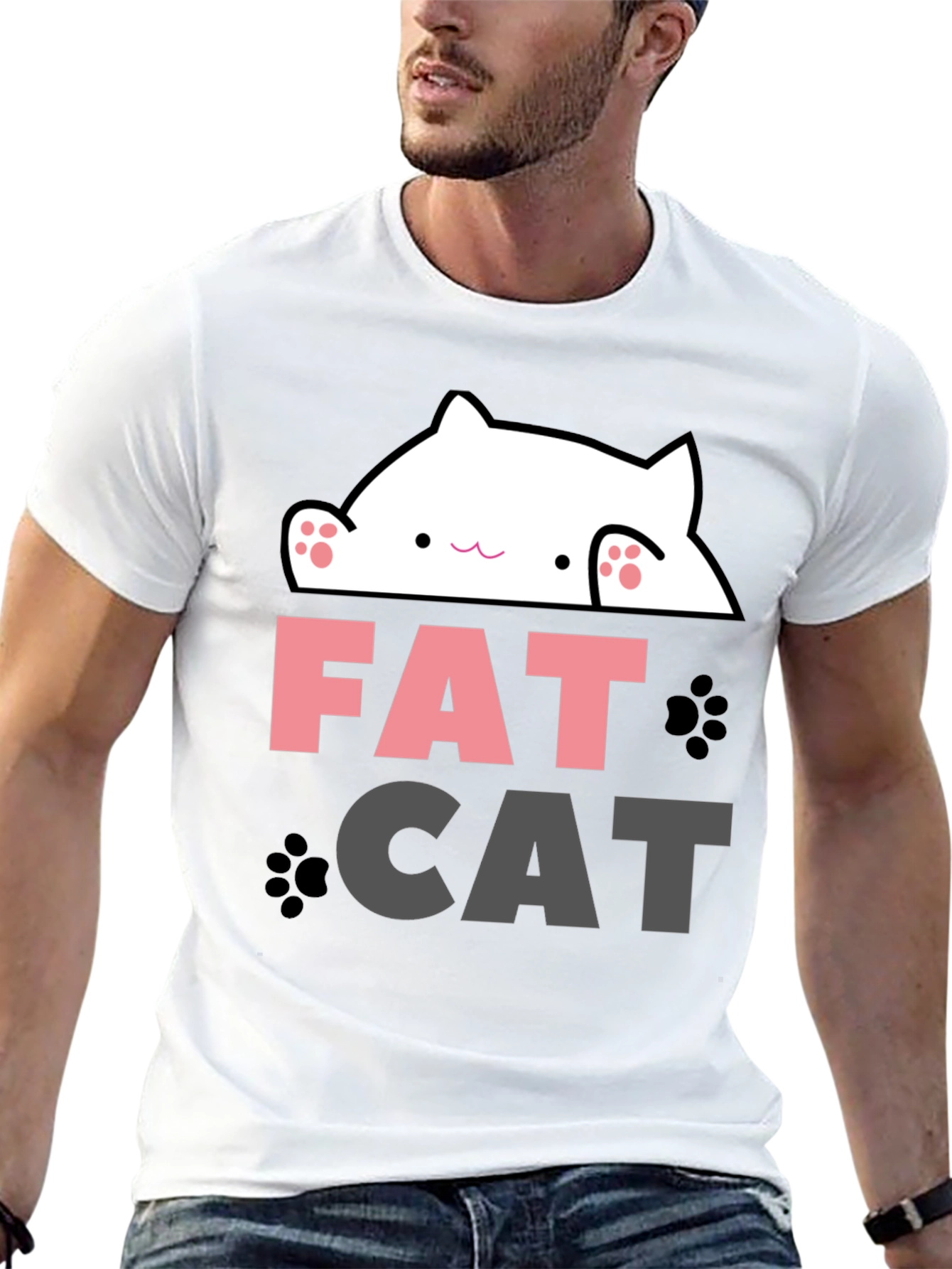 Funny Fat Cat Graphic T-Shirt - Cute Kitten Design