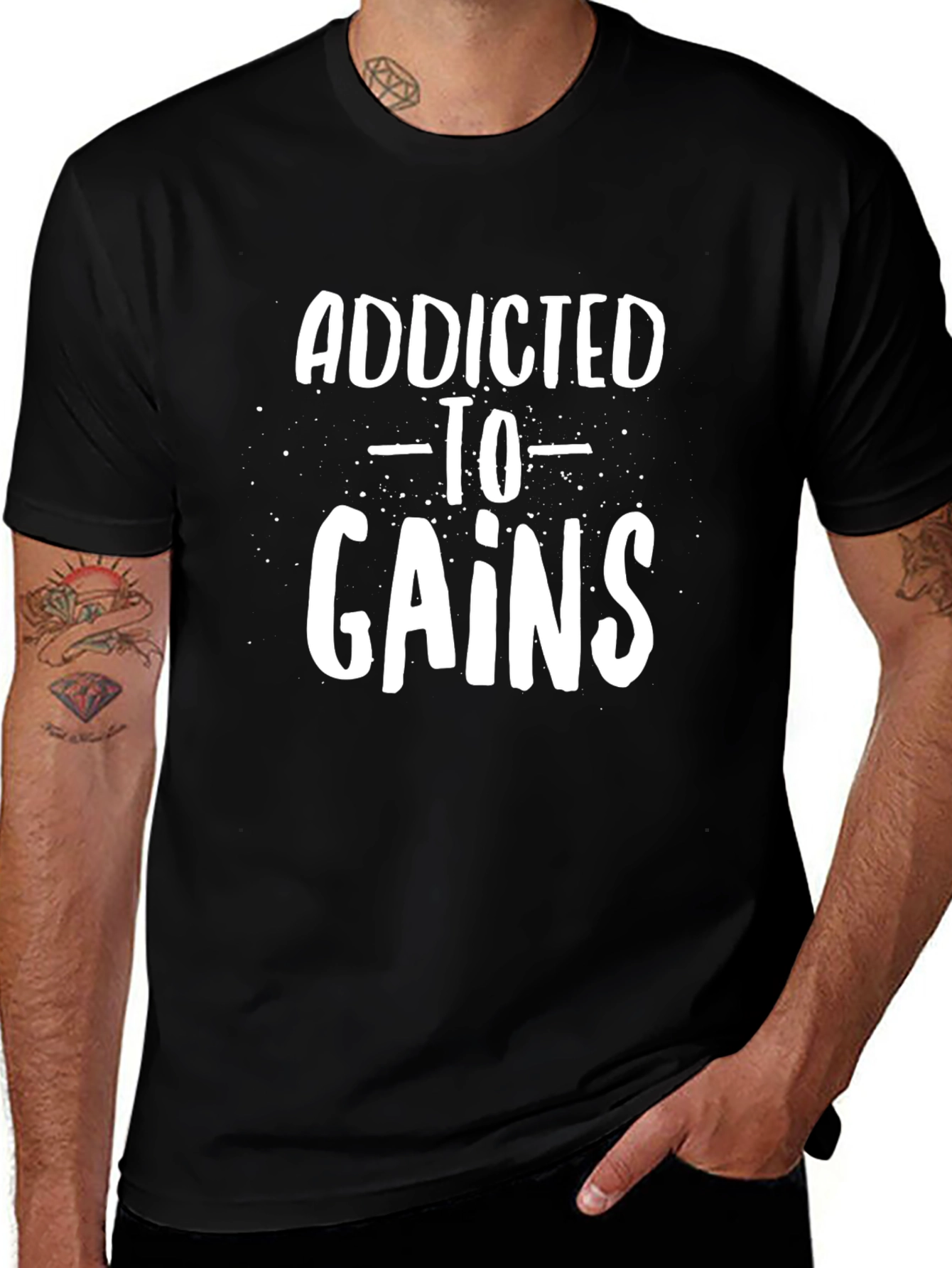 Addicted To Gains Black Graphic Tee