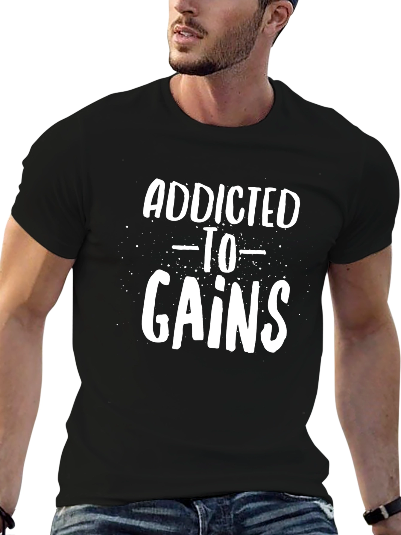 Addicted To Gains Black Graphic Tee