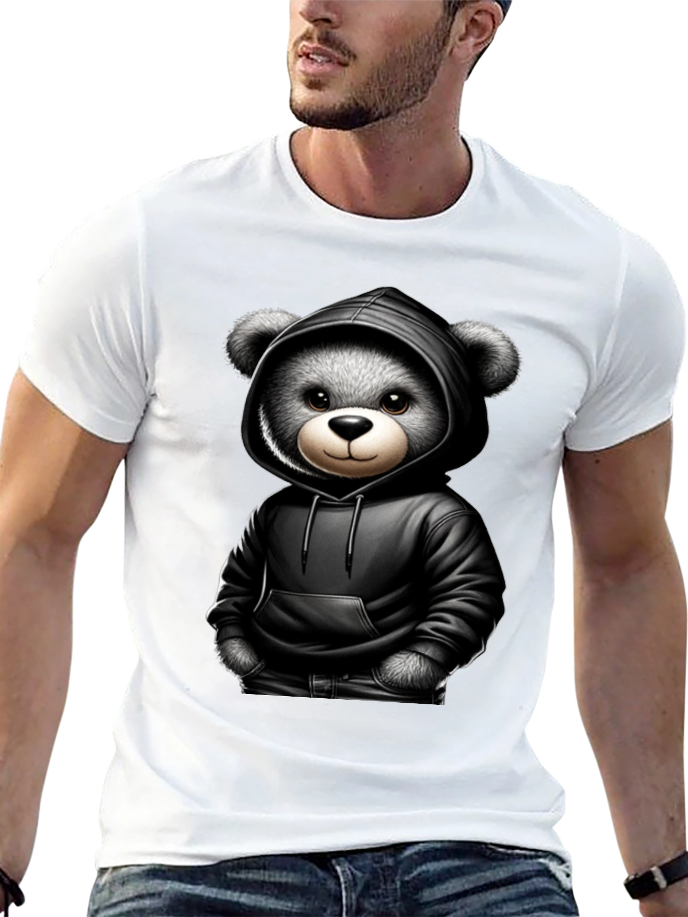 Teddy Bear in Hoodie Graphic Tee