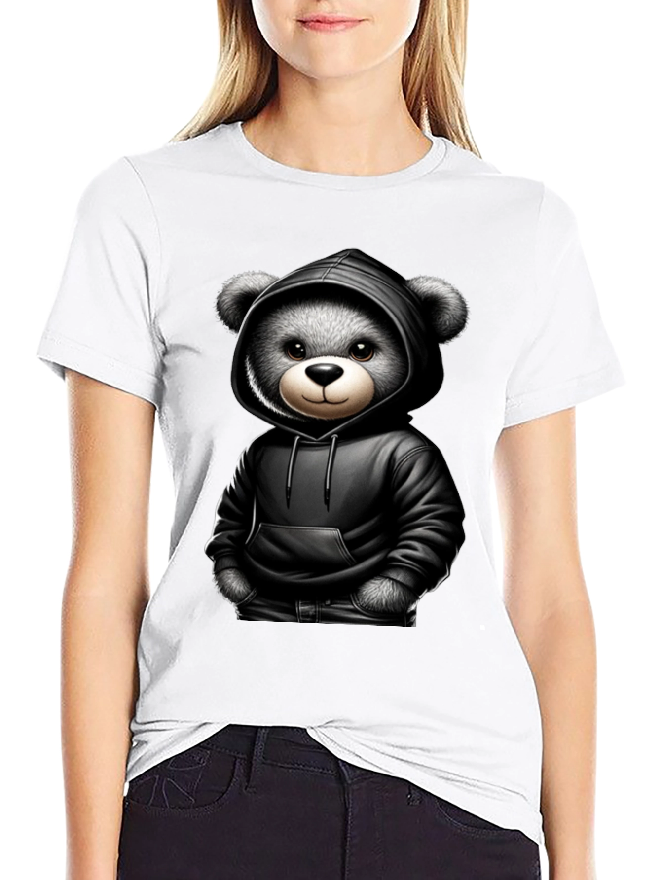 Teddy Bear in Hoodie Graphic Tee