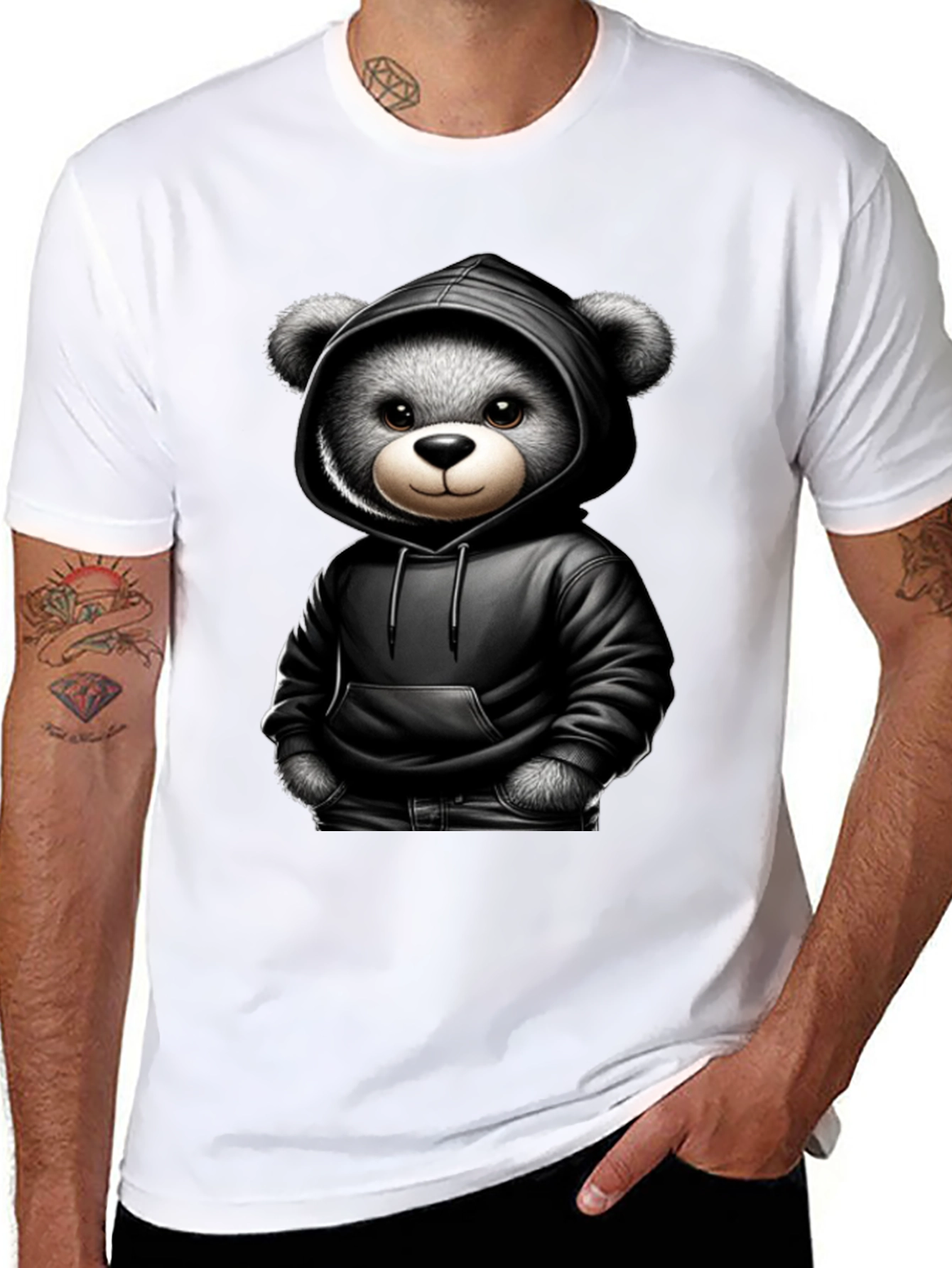 Teddy Bear in Hoodie Graphic Tee