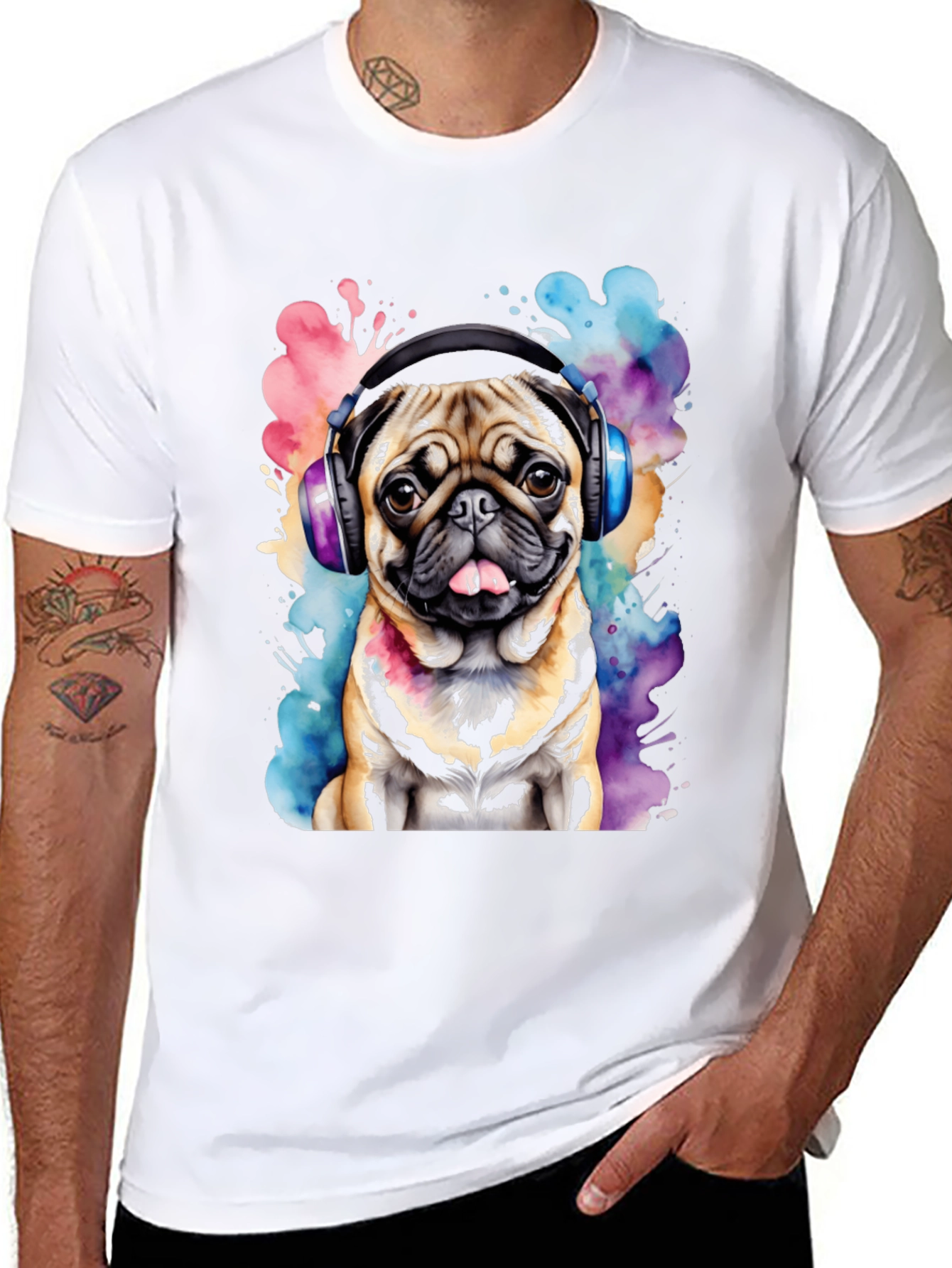 Pug DJ Graphic Tee - Funky Dog Lovers Shirt